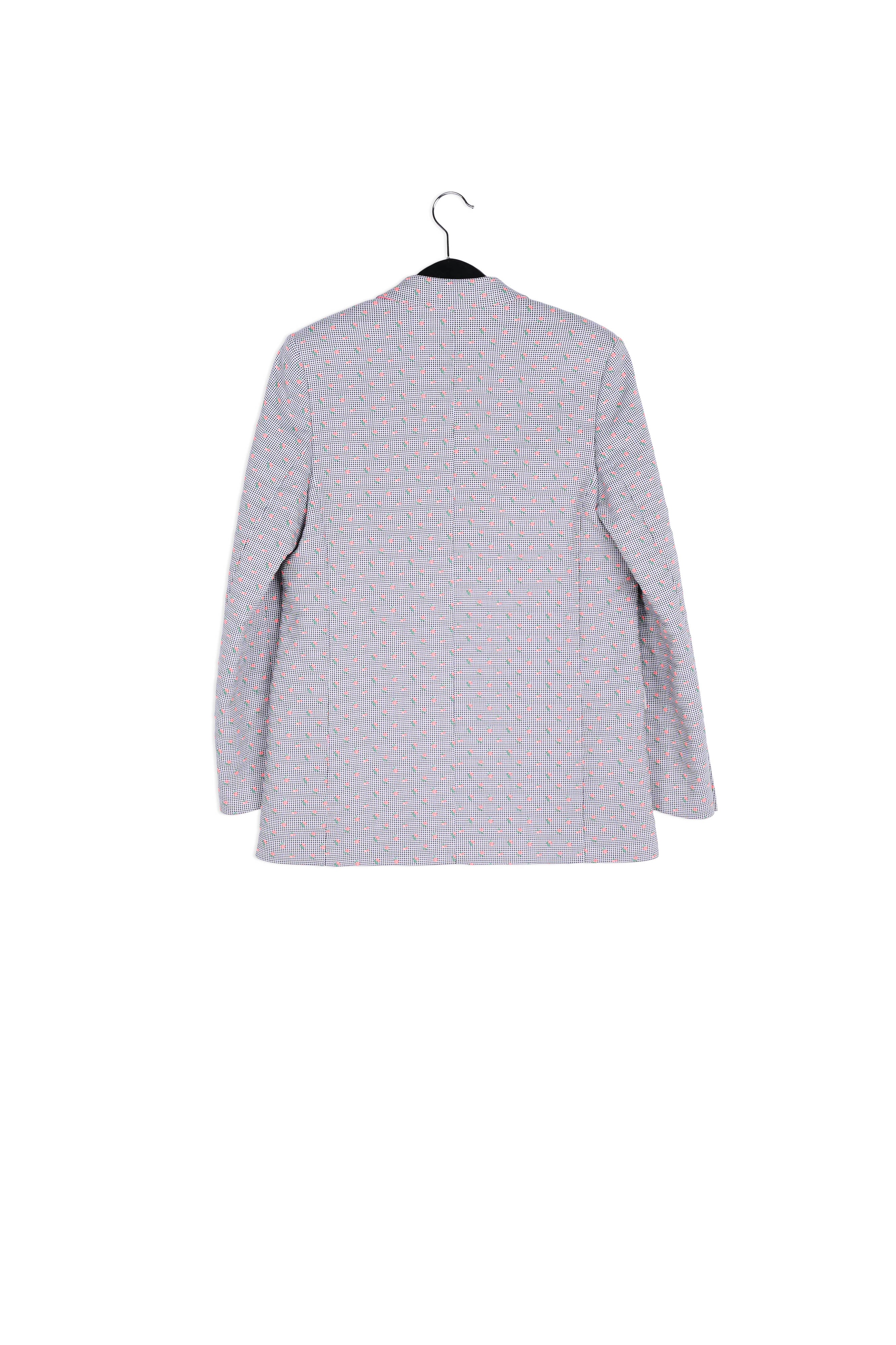 Off-white and black gingham and floral-print double-breasted blazer RE—SSENTIEL | Essentiel second hand