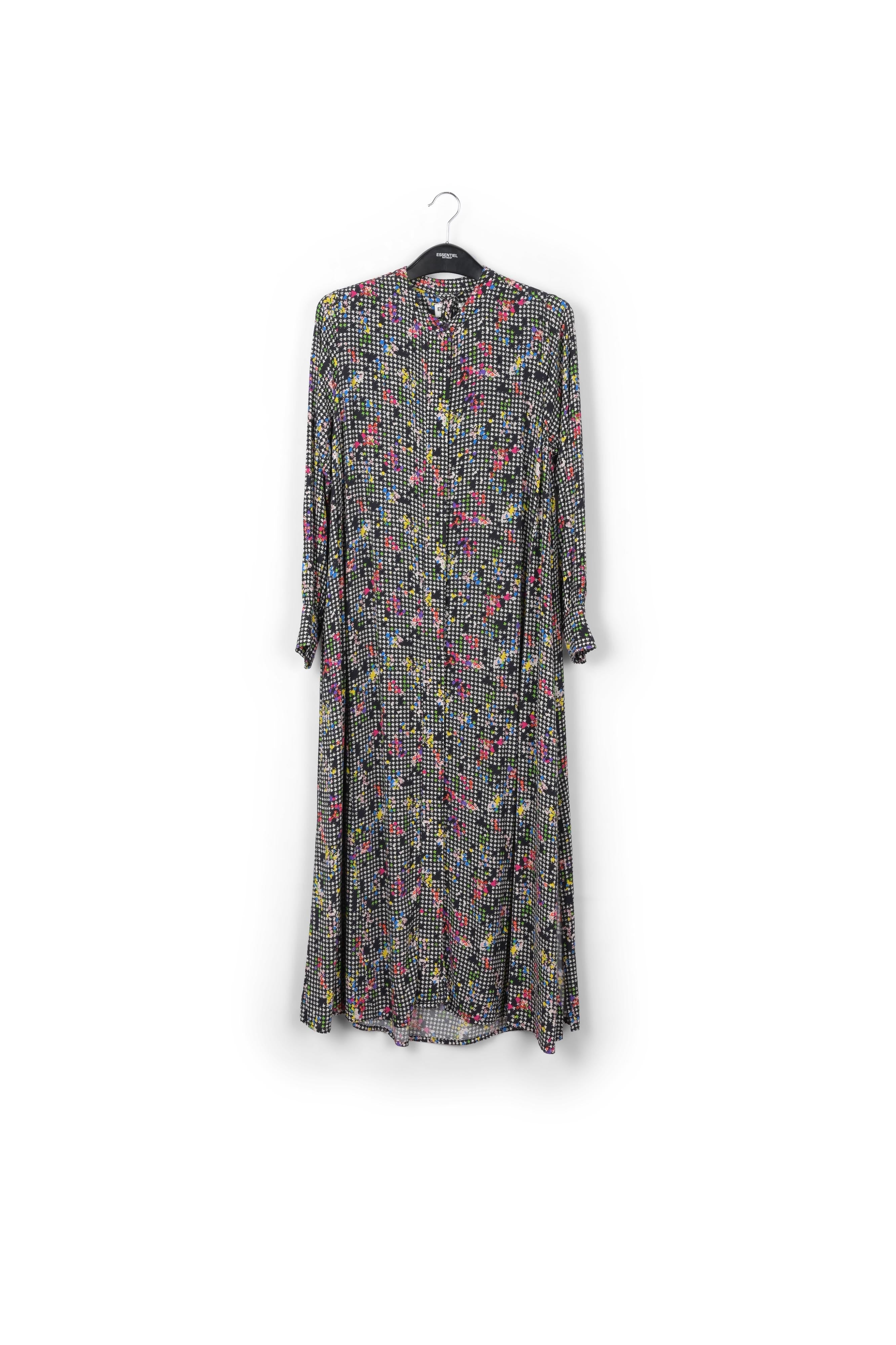 Robe chemise pied-de-poule pailletée noire et blanche RE—SSENTIEL | Essentiel second hand