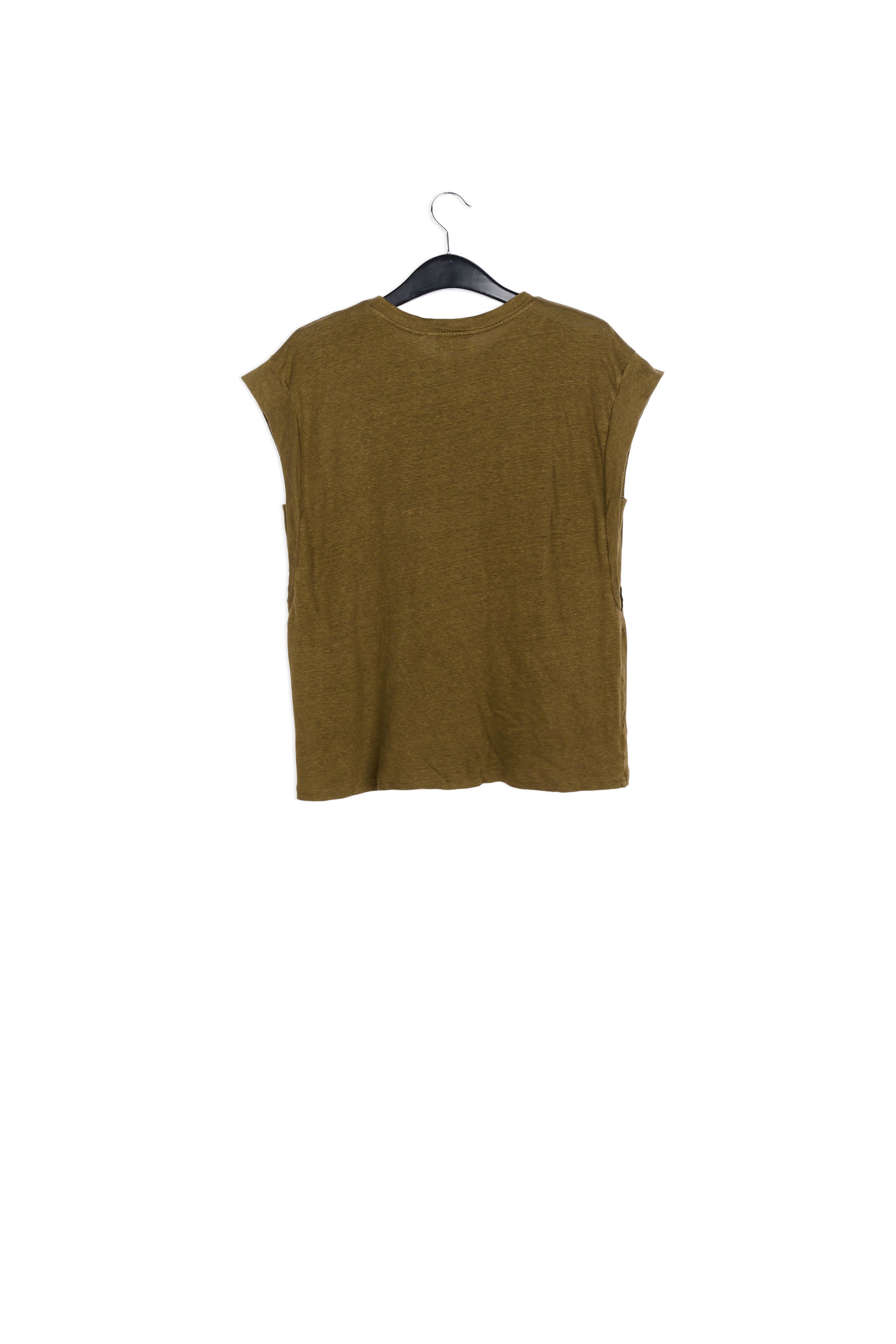 Khaki green linen relaxed-fit T-shirt RE—SSENTIEL | Essentiel second hand