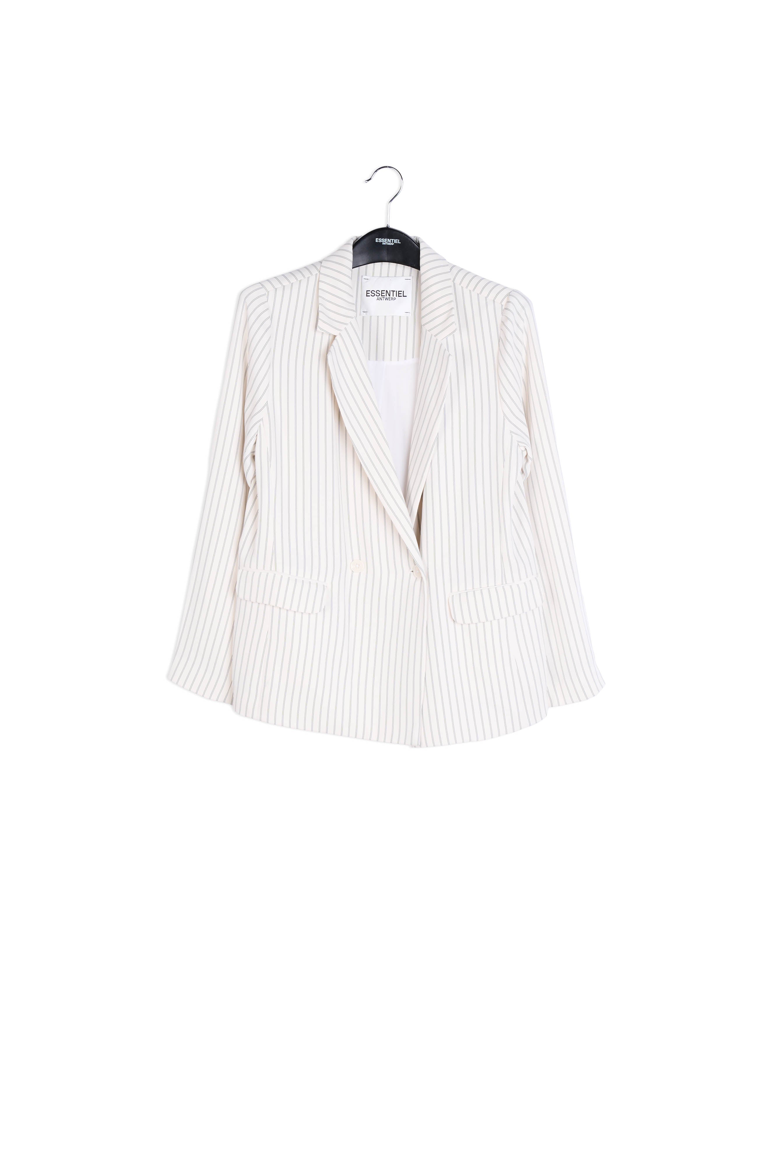 Off-white cardigan with dark blue pinstripes RE—SSENTIEL | Essentiel second hand
