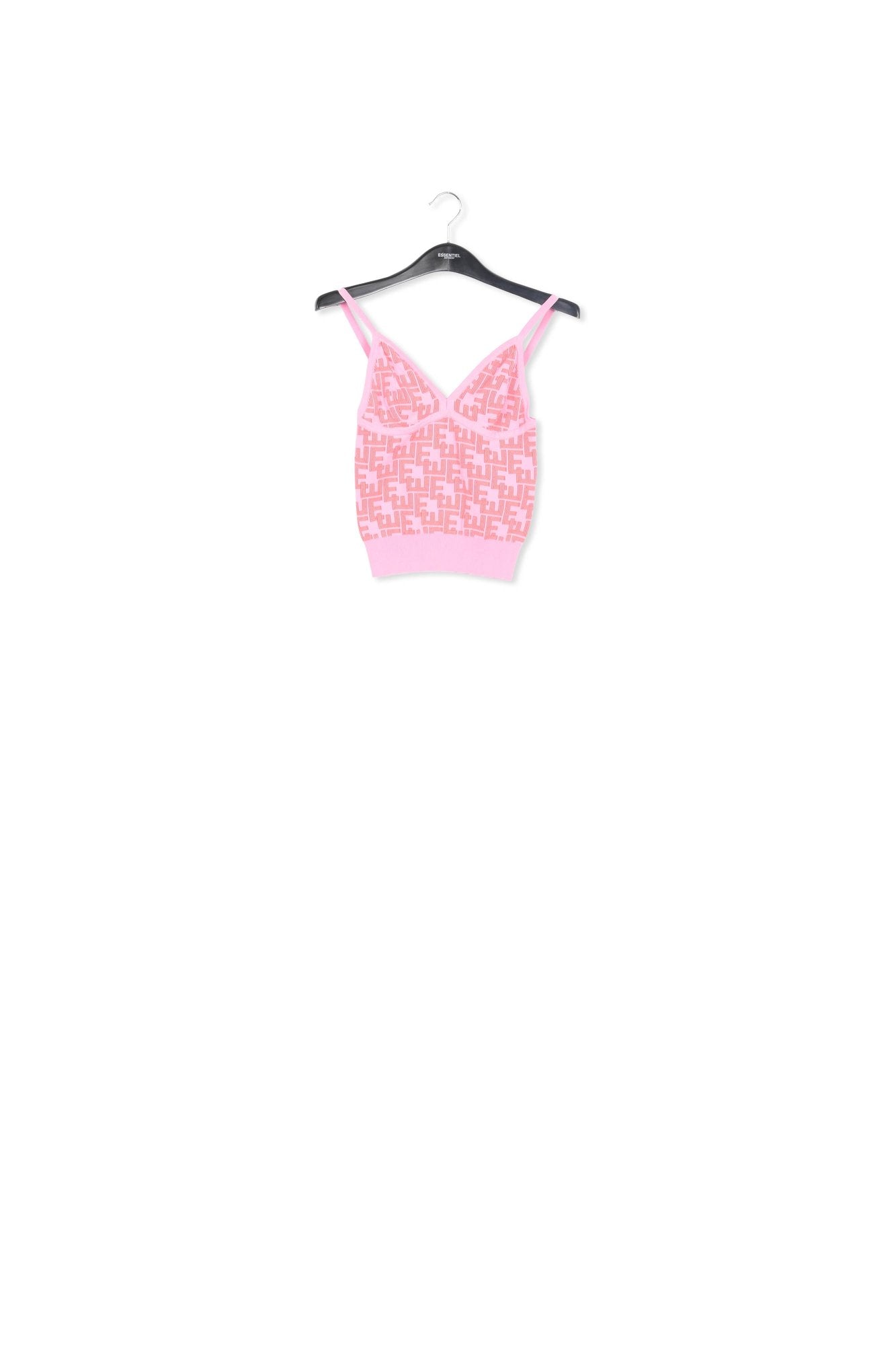Pink and red jacquard-knitted top RE—SSENTIEL | Essentiel second hand