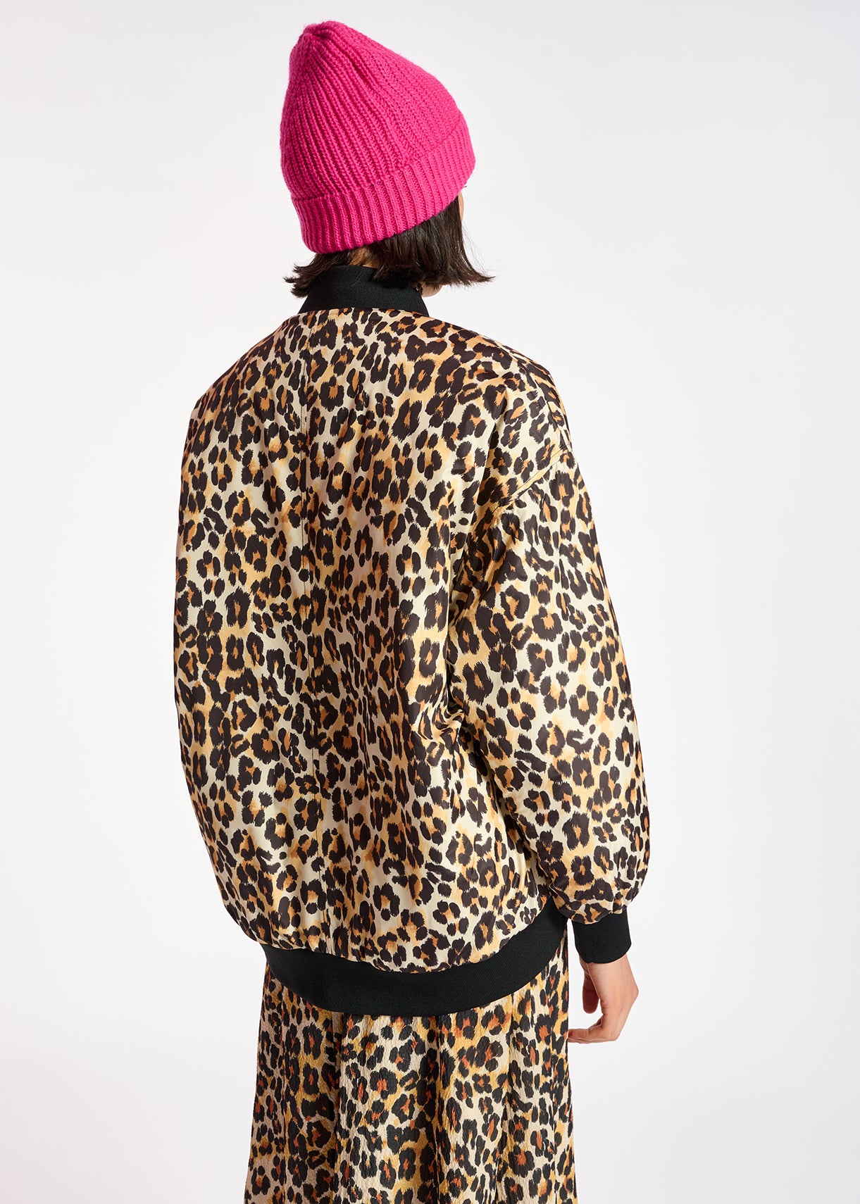 Leopard-print oversized bomber jacket RE—SSENTIEL | Essentiel second hand