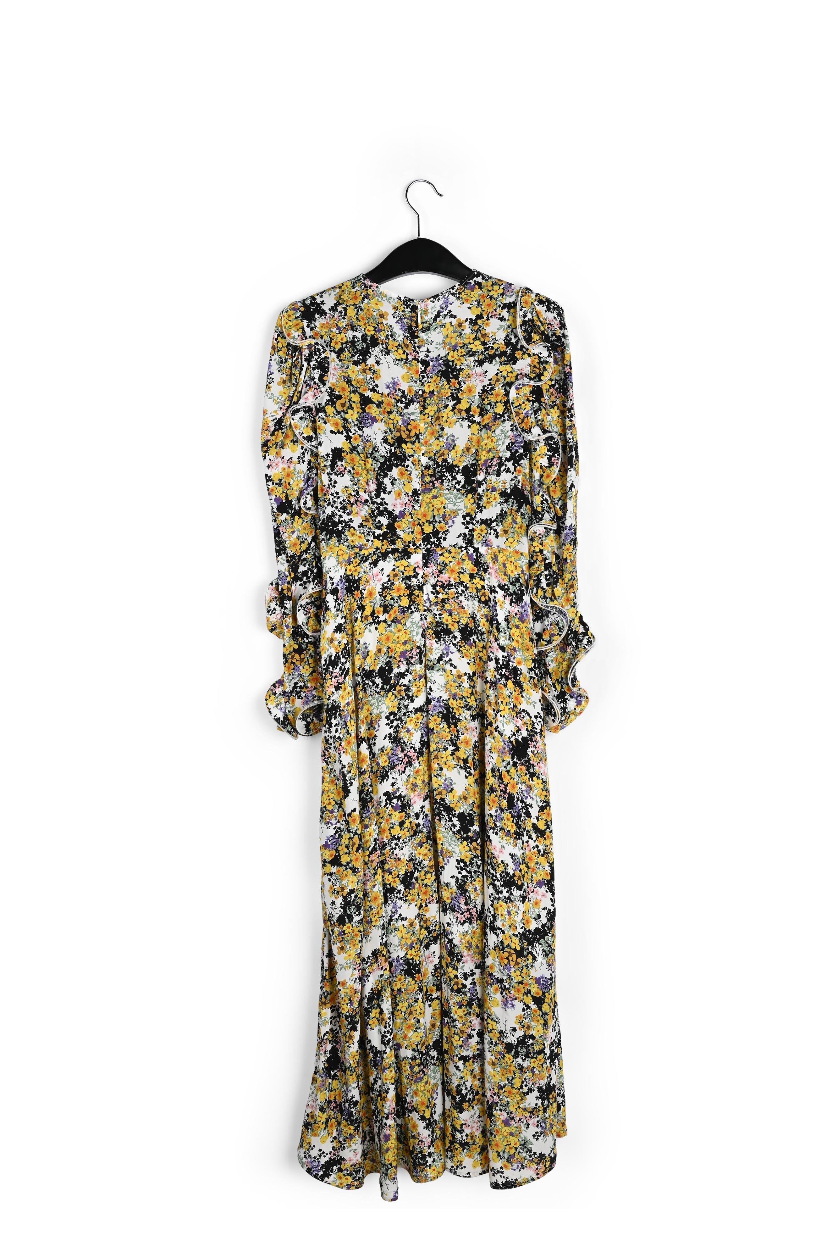 Gebroken witte maxi-jurk met bloemen en ruches RE—SSENTIEL | Essentiel second hand