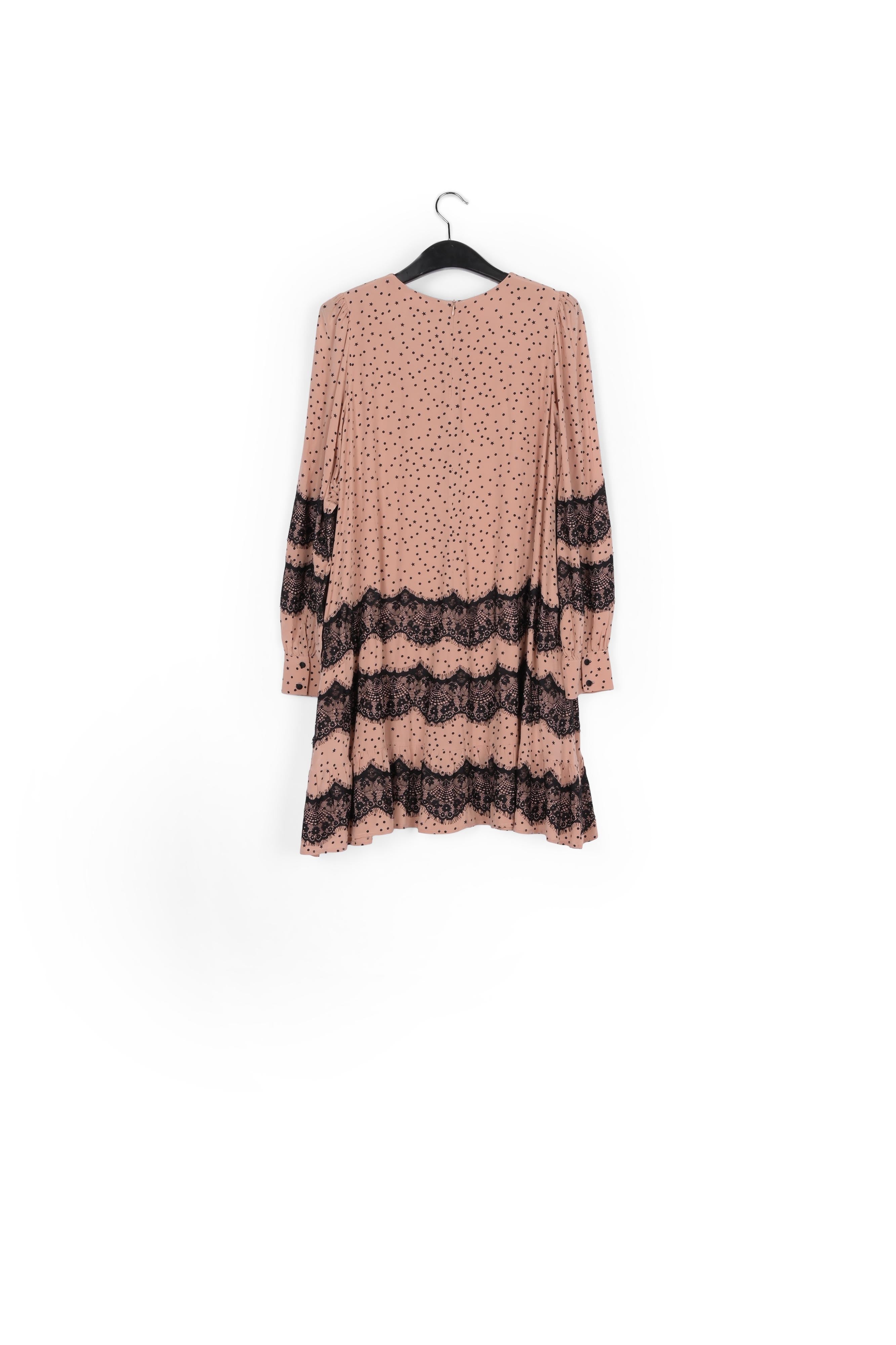 Perzikkleurige mini-jurk met kant RE—SSENTIEL | Essentiel second hand