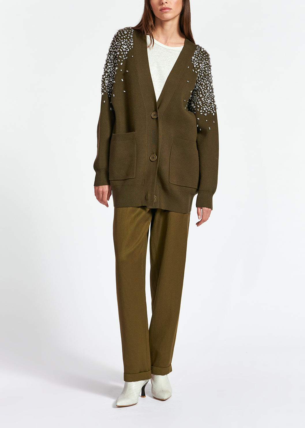 Cardigan blanc cassé avec strass RE—SSENTIEL | Essentiel second hand