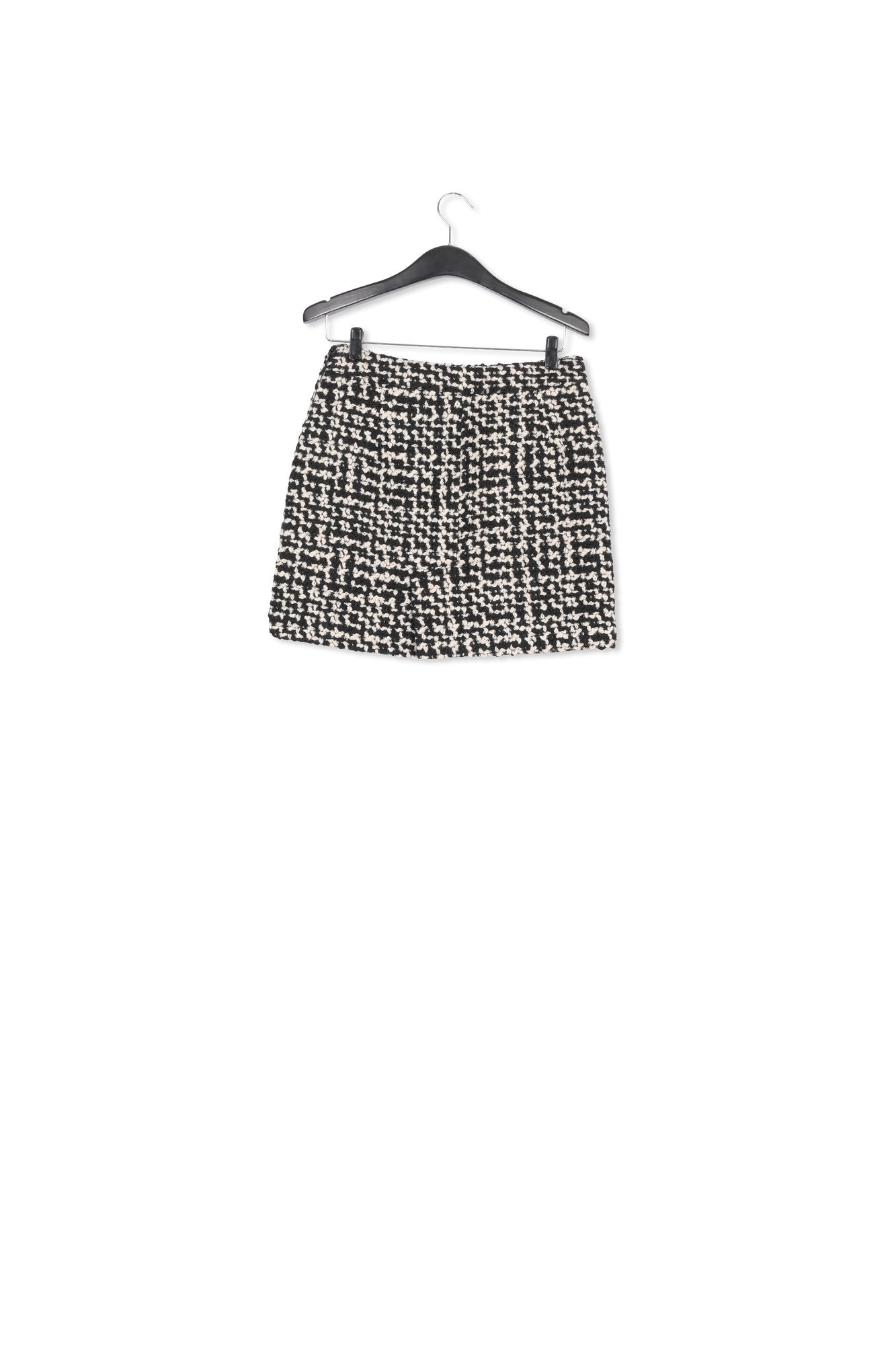 Black and off-white wool-blend tweed mini skirt RE—SSENTIEL | Essentiel second hand