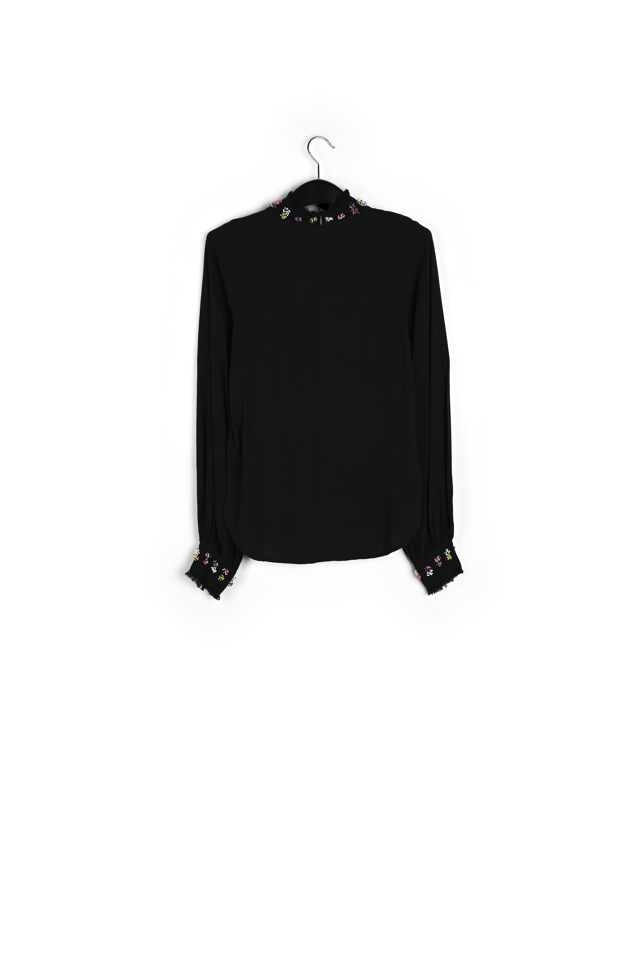 Zwarte top met versierd kraagje RE—SSENTIEL | Essentiel second hand