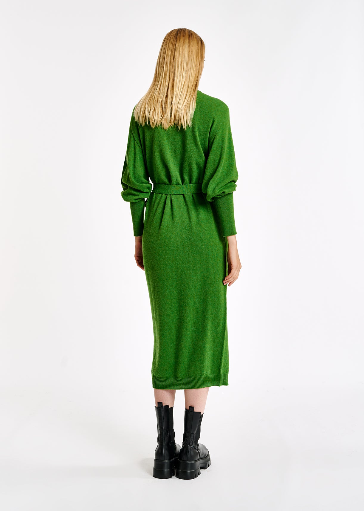 Green midi-length merino wool blend knit dress RE—SSENTIEL | Essentiel second hand