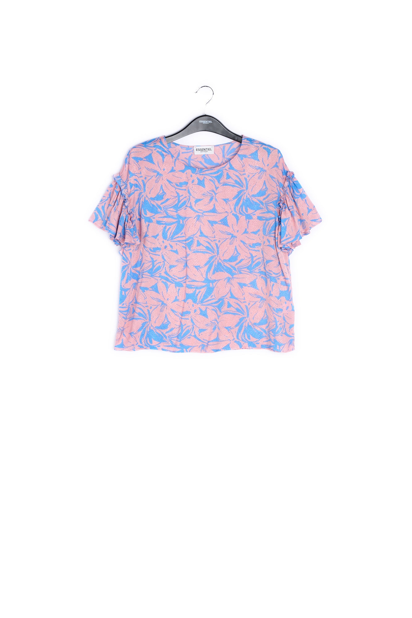 Light pink and floral short-sleeved top RE—SSENTIEL | Essentiel second hand
