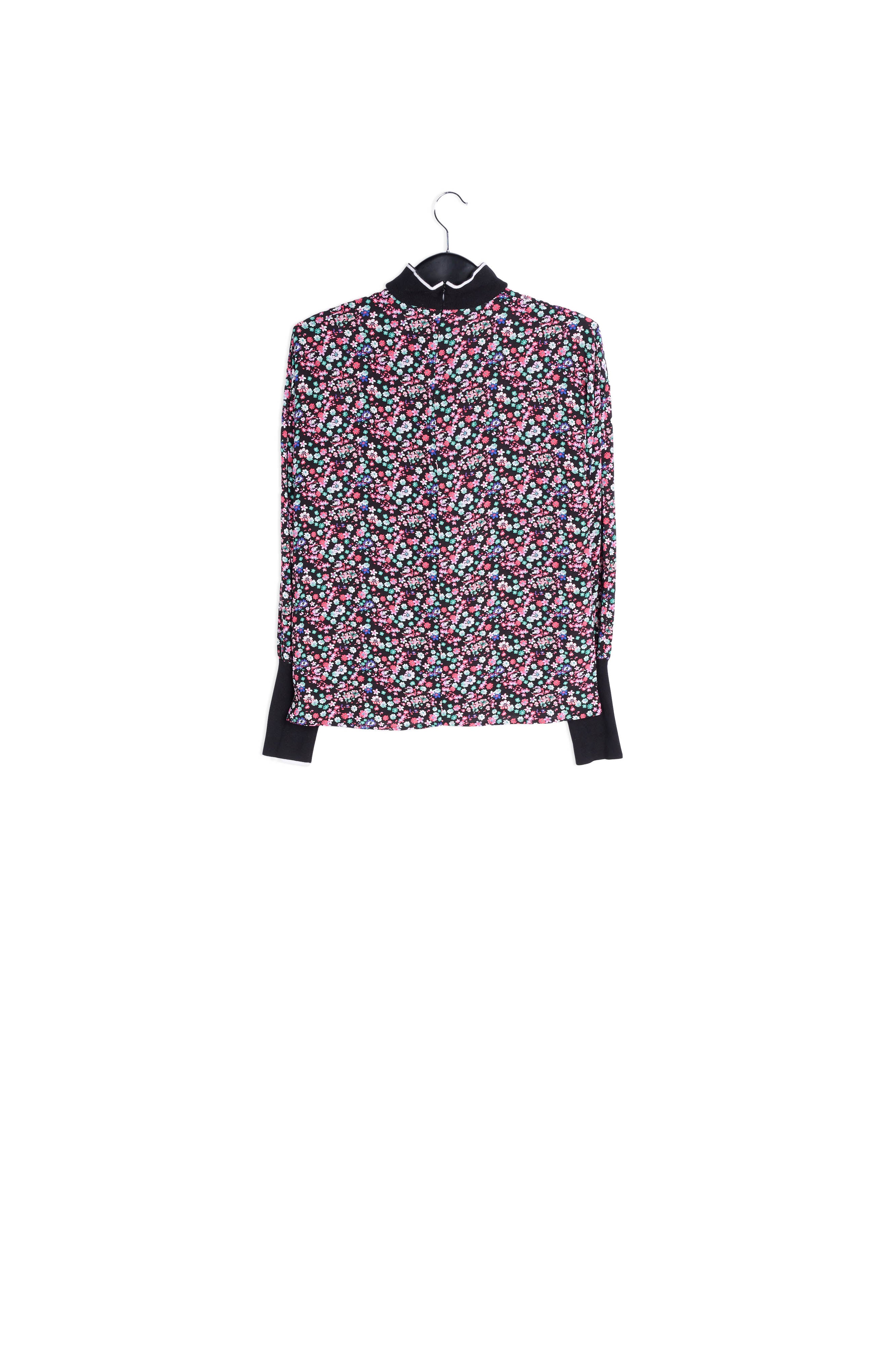 Top noir à fleurs avec bords contrastants RE—SSENTIEL | Essentiel second hand