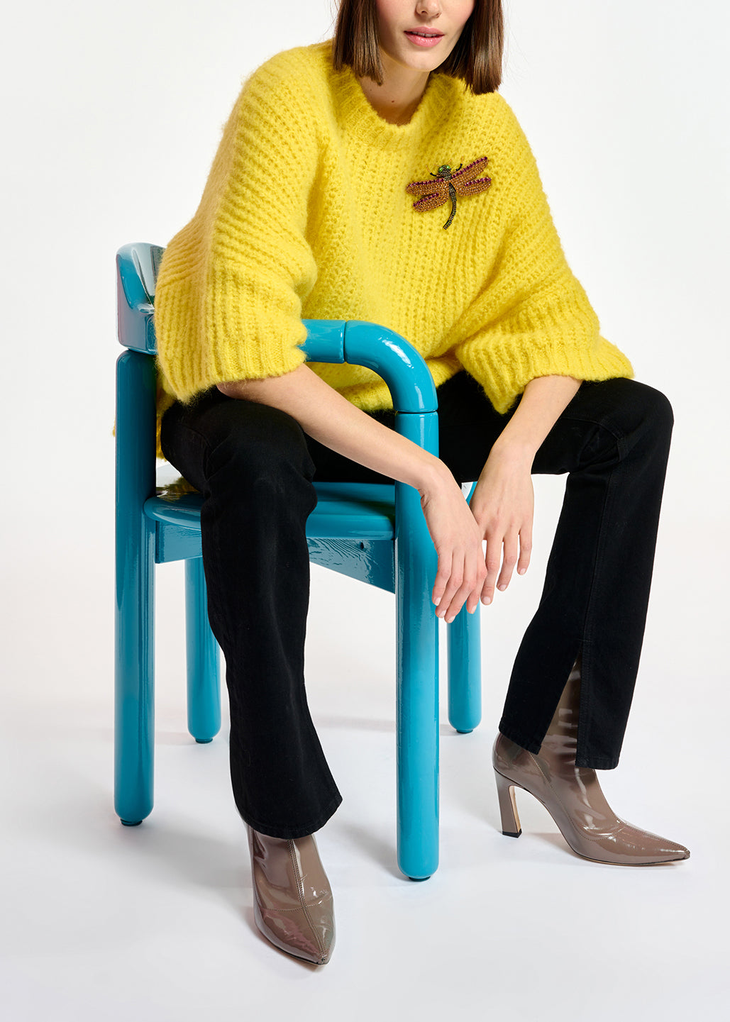 Yellow boxy cut knit sweater RE—SSENTIEL | Essentiel second hand