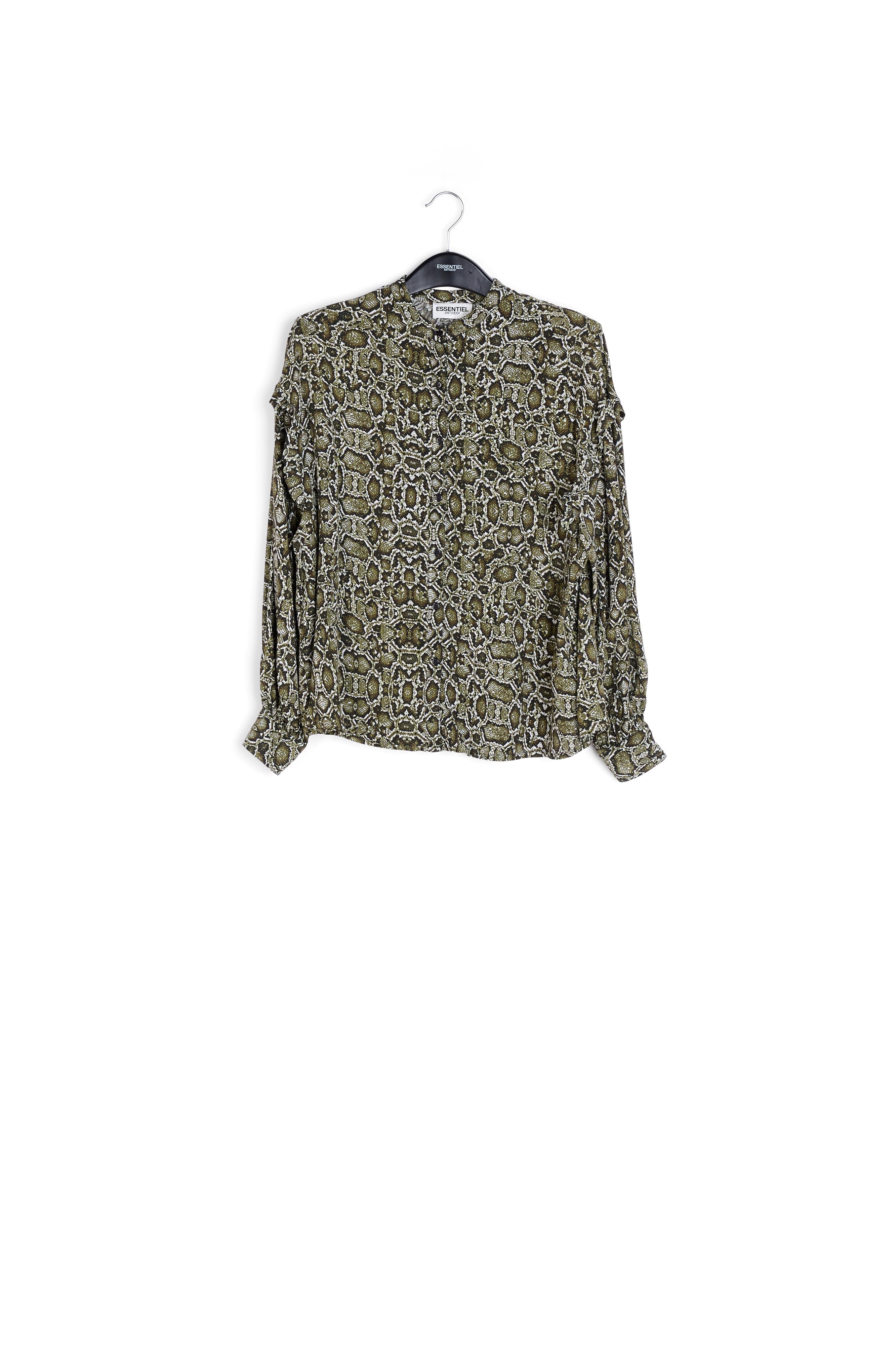 Kakigroen hemd met slangenprint RE—SSENTIEL | Essentiel second hand