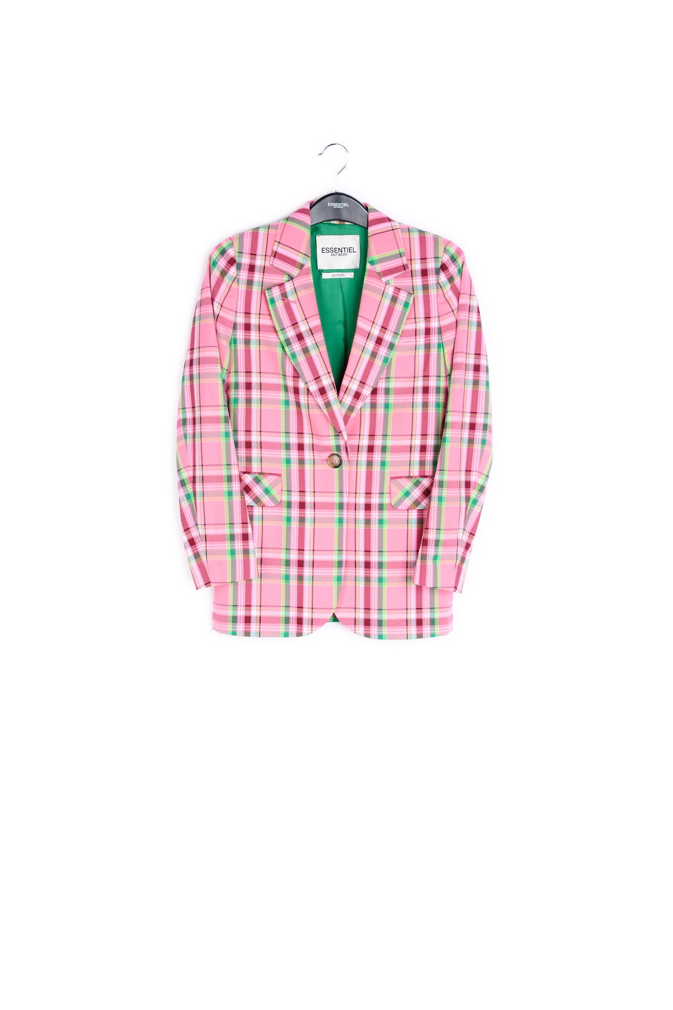 Pink plaid pattern blazer RE—SSENTIEL | Essentiel second hand