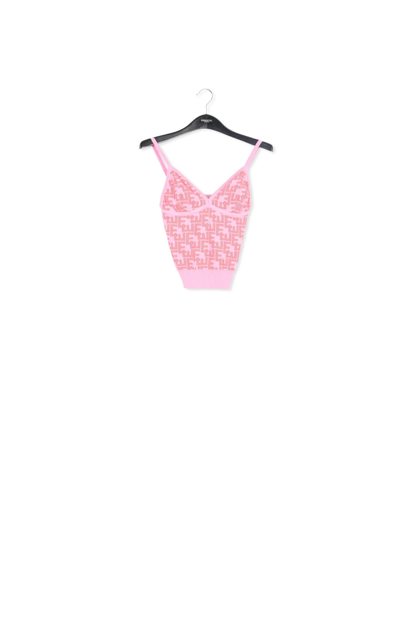 Pink and red jacquard-knitted top RE—SSENTIEL | Essentiel second hand