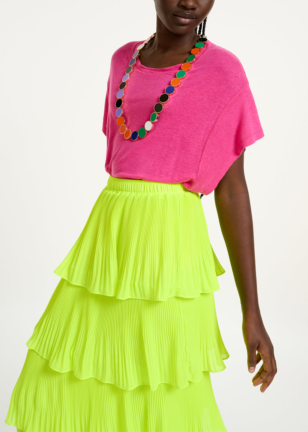 Fuchsia linen T-shirt RE—SSENTIEL | Essentiel second hand