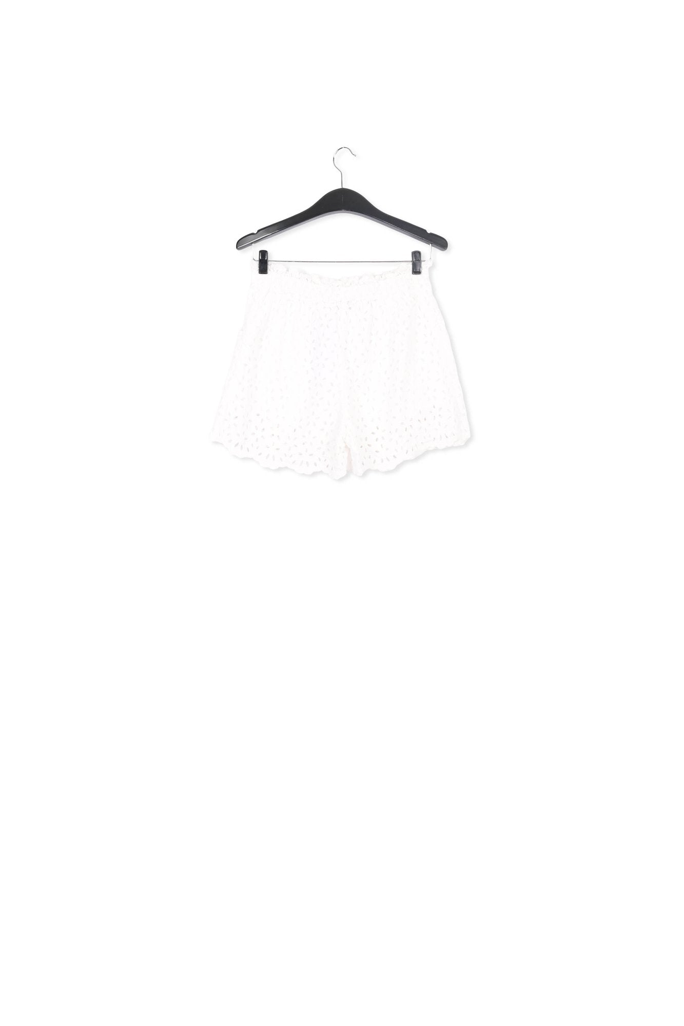 White broderie anglaise cotton shorts RE—SSENTIEL | Essentiel second hand