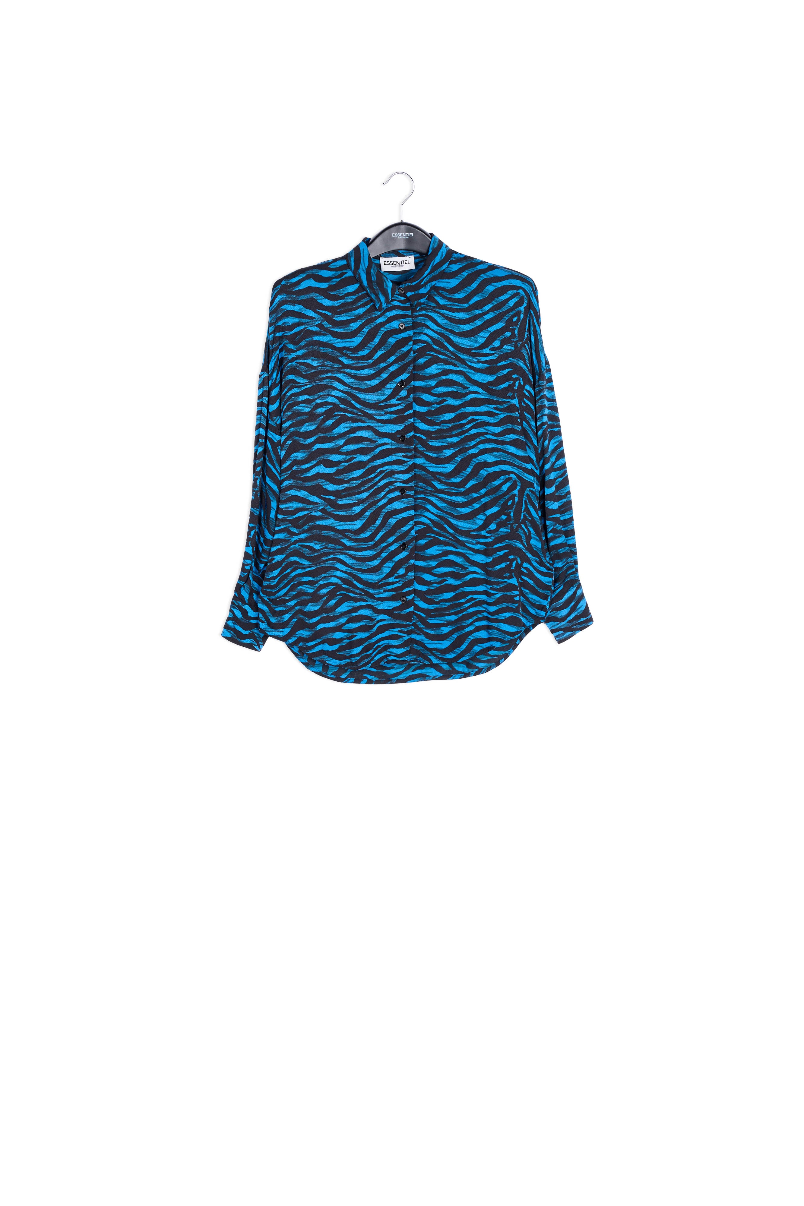 Turquoise and black zebra print oversized shirt RE—SSENTIEL | Essentiel second hand
