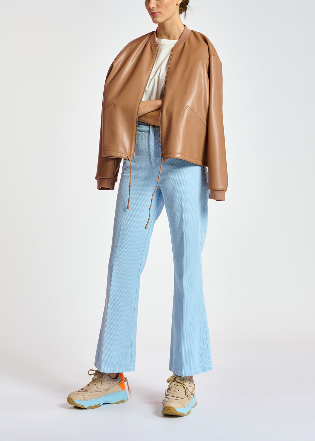 Brown faux leather bomber jacket RE—SSENTIEL | Essentiel second hand