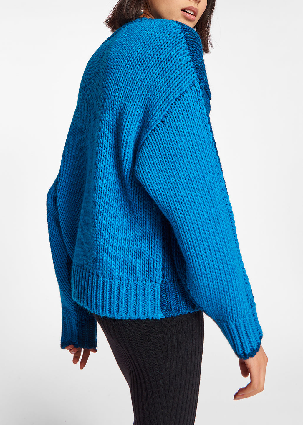 Blue and dark blue chunky knit sweater RE—SSENTIEL | Essentiel second hand