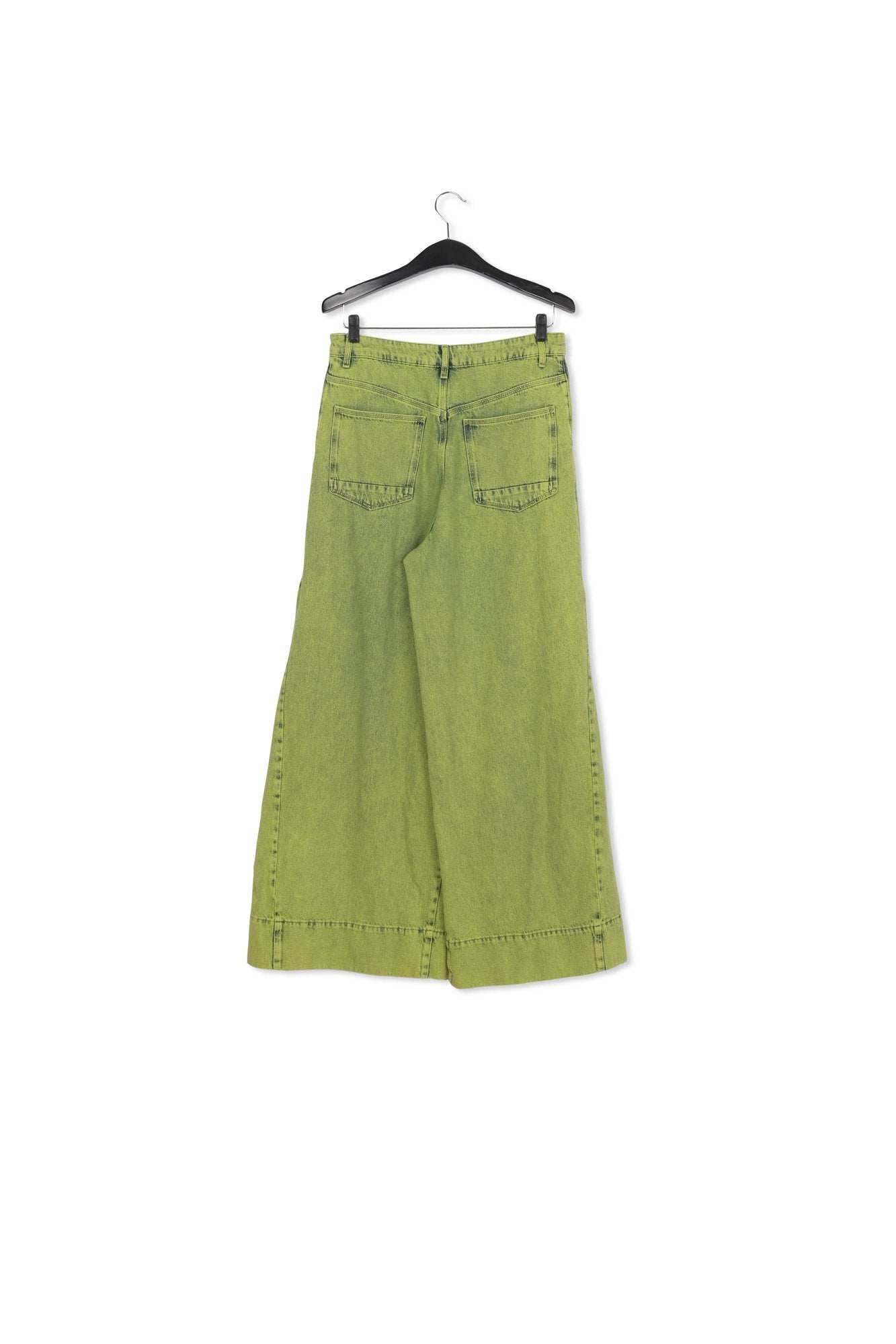 Lime green overdyed wide-leg jeans RE—SSENTIEL | Essentiel second hand