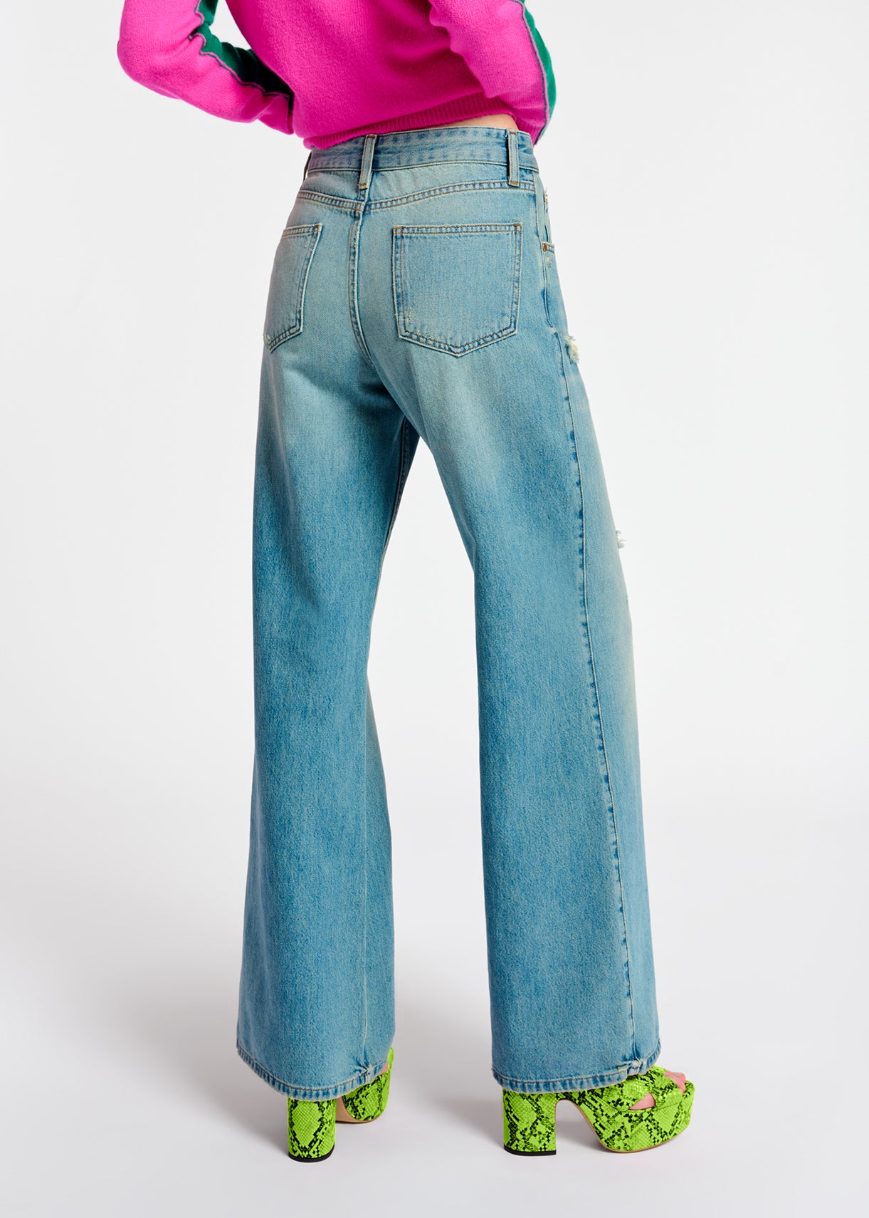 Distressed straight-leg blue jeans RE—SSENTIEL | Essentiel second hand