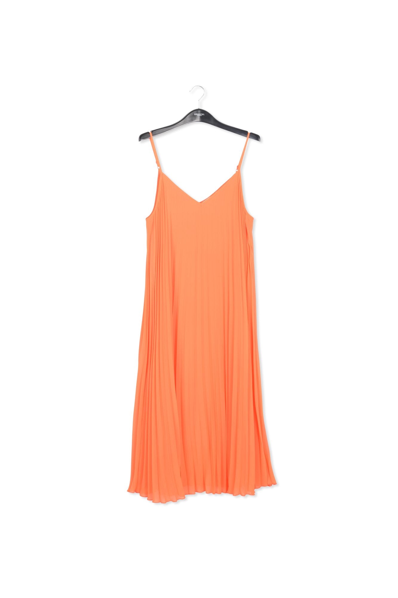 Orange plissé midi-length slip dress RE—SSENTIEL | Essentiel second hand