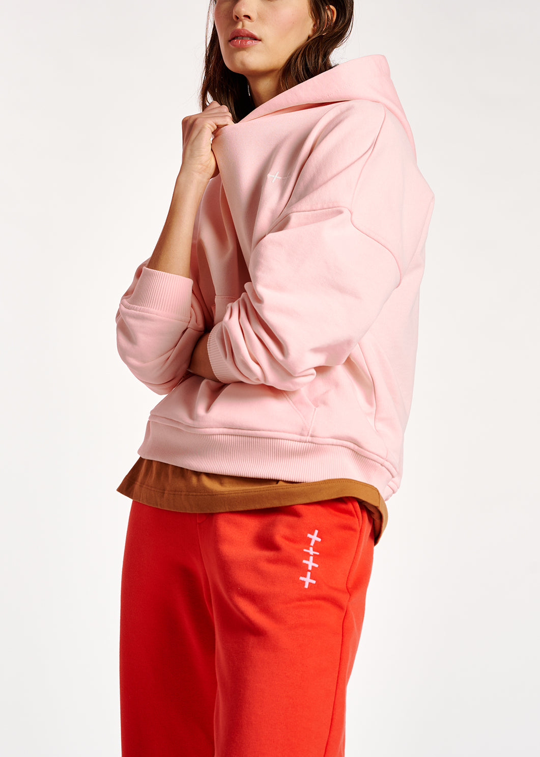 Light pink organic cotton-jersey hoodie RE—SSENTIEL | Essentiel second hand