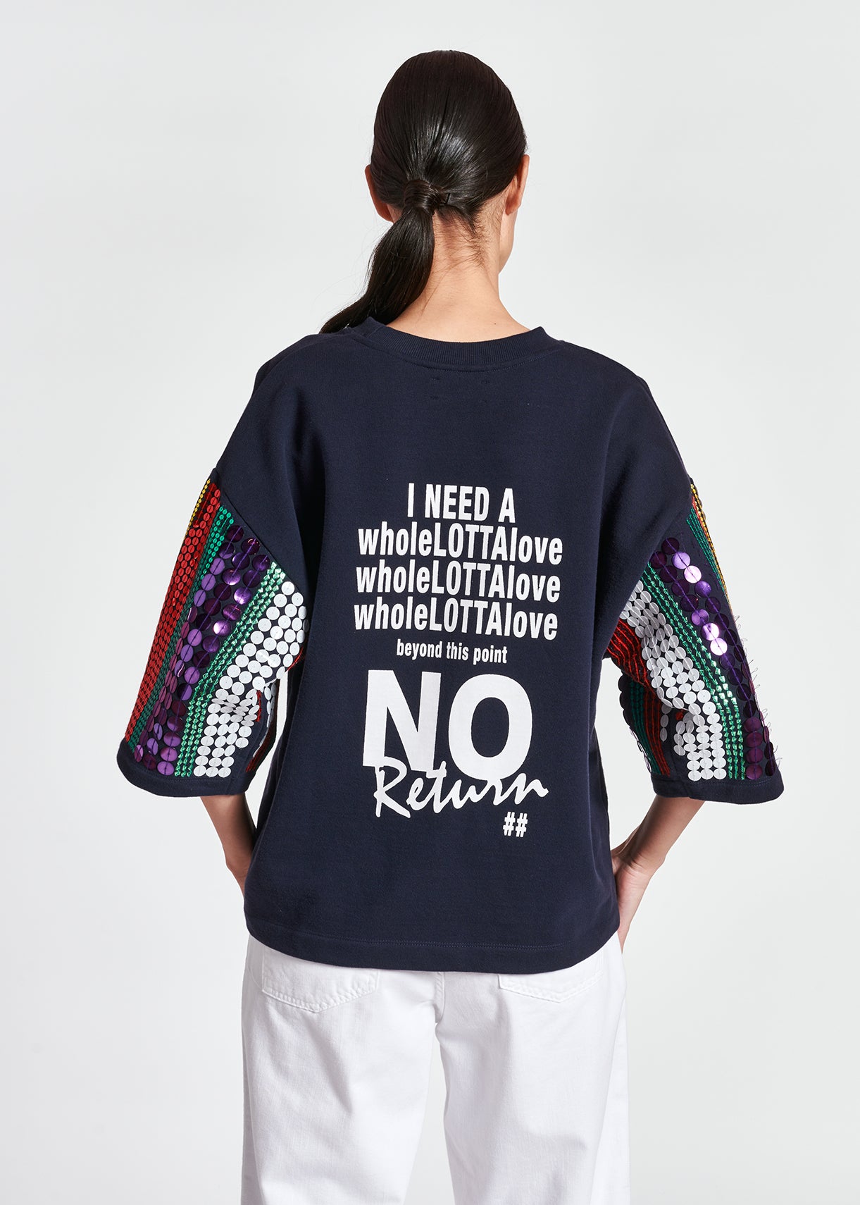 Sweatshirt bleu foncé en coton bio à paillettes RE—SSENTIEL | Essentiel second hand