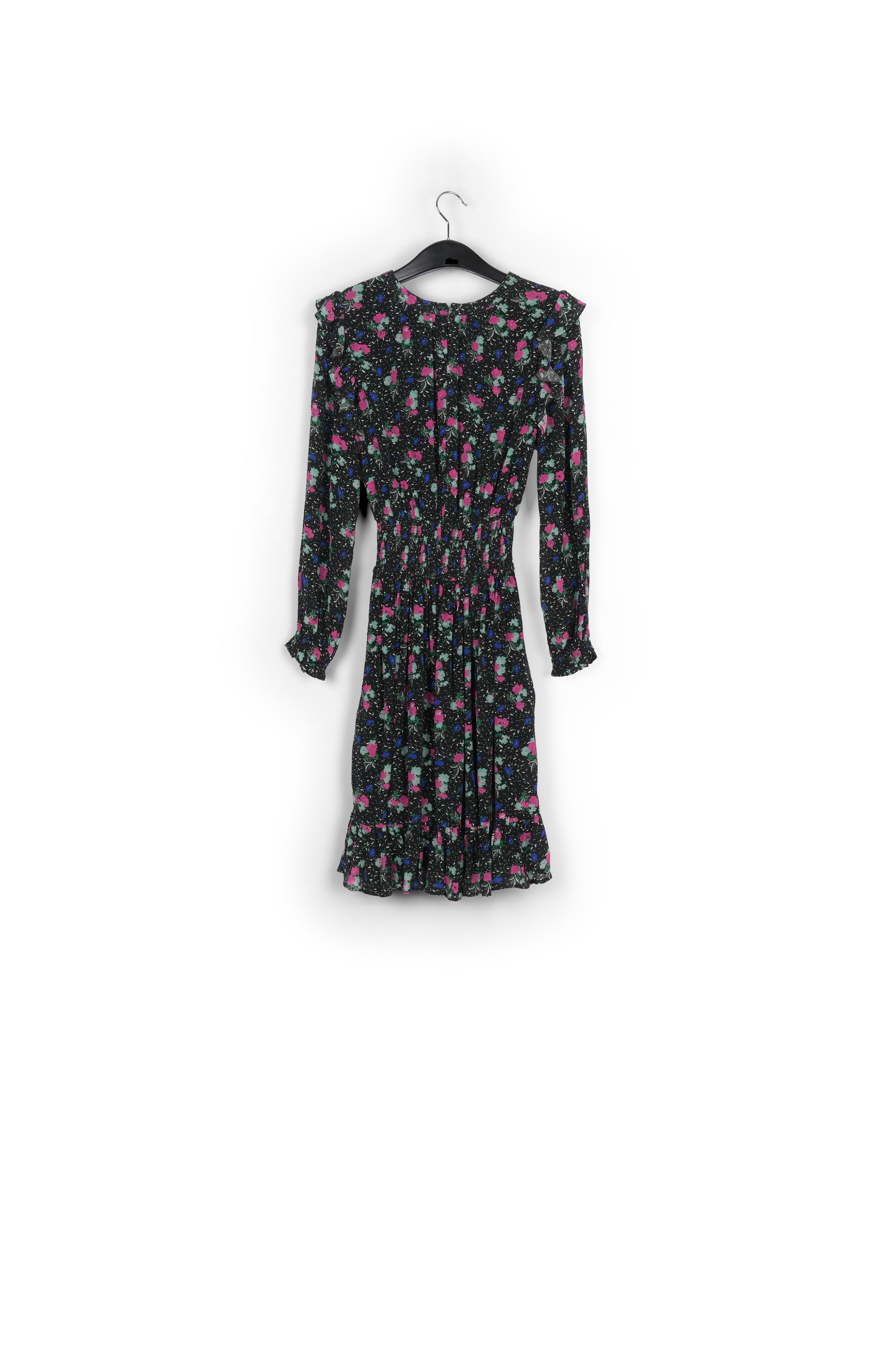 Black floral-print midi dress RE—SSENTIEL | Essentiel second hand
