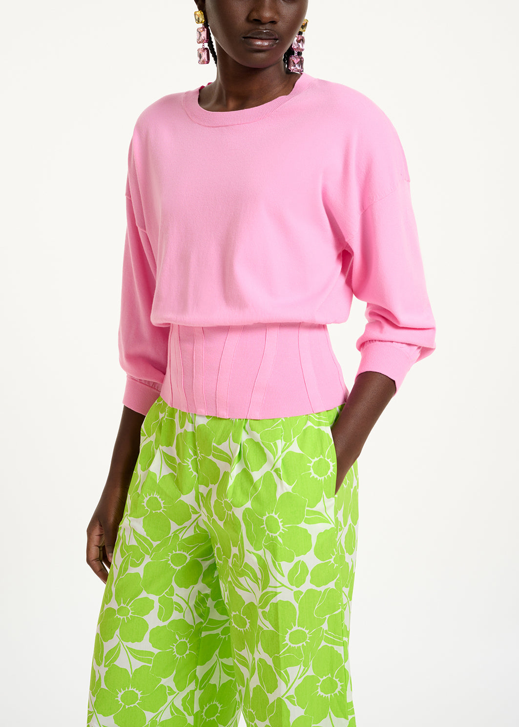 Pull rose clair à taille cintrée RE—SSENTIEL | Essentiel second hand