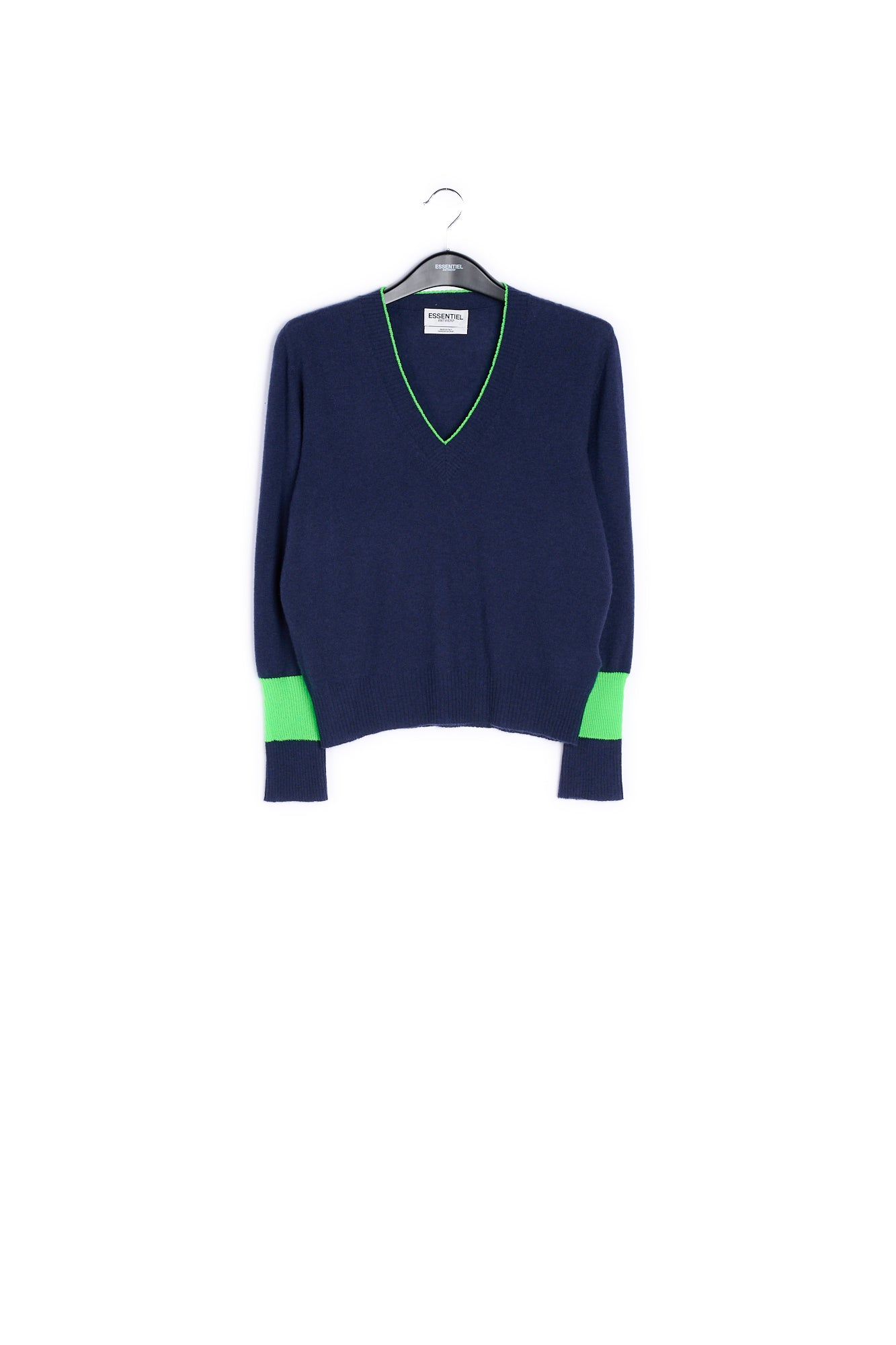 Turquoise v-neck light knit sweater RE—SSENTIEL | Essentiel second hand