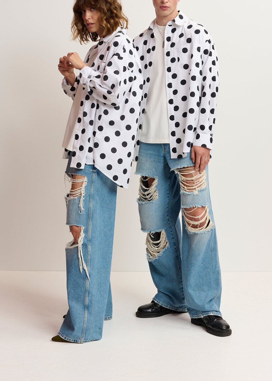 Distressed wide-leg blue jeans RE—SSENTIEL | Essentiel second hand