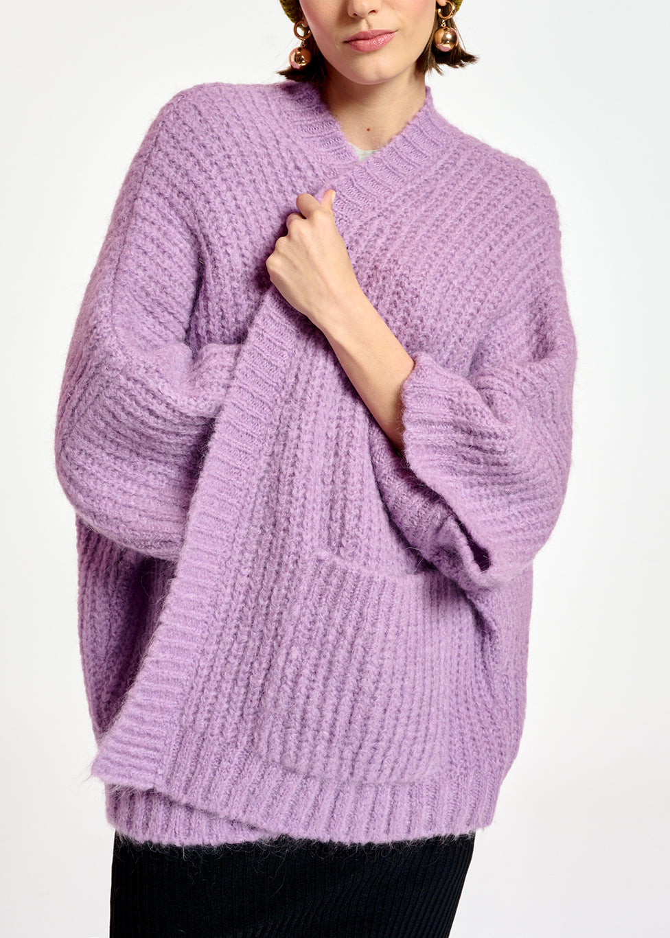 Mauve cardigan met boxy snit RE—SSENTIEL | Essentiel second hand