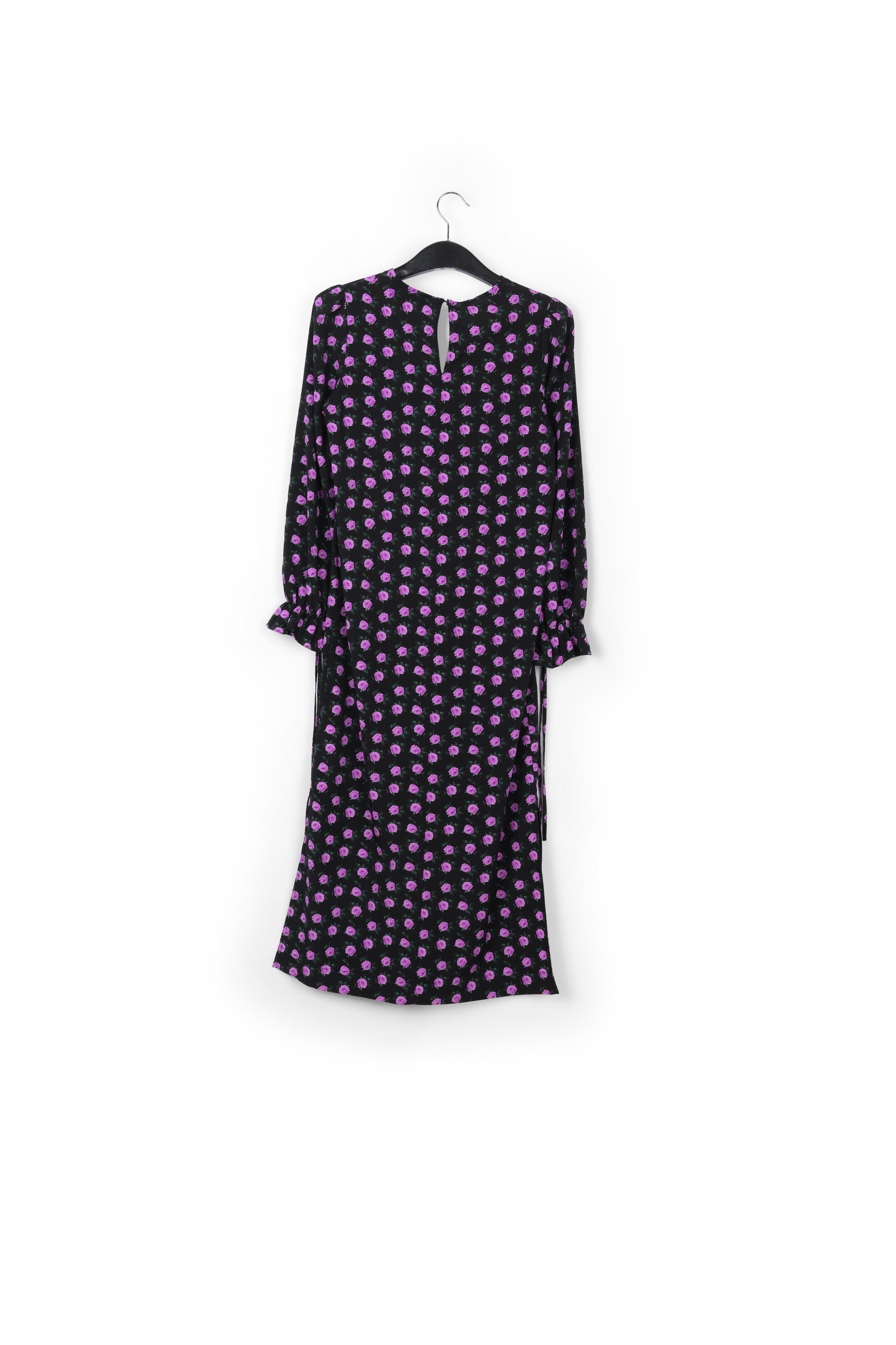 Robe midi ceinturée à imprimé floral noire RE—SSENTIEL | Essentiel second hand