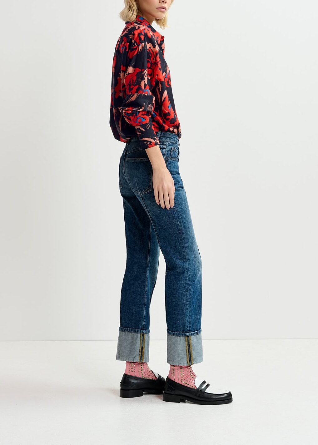 Kick flare blue jeans with turn-up hem RE—SSENTIEL | Essentiel second hand