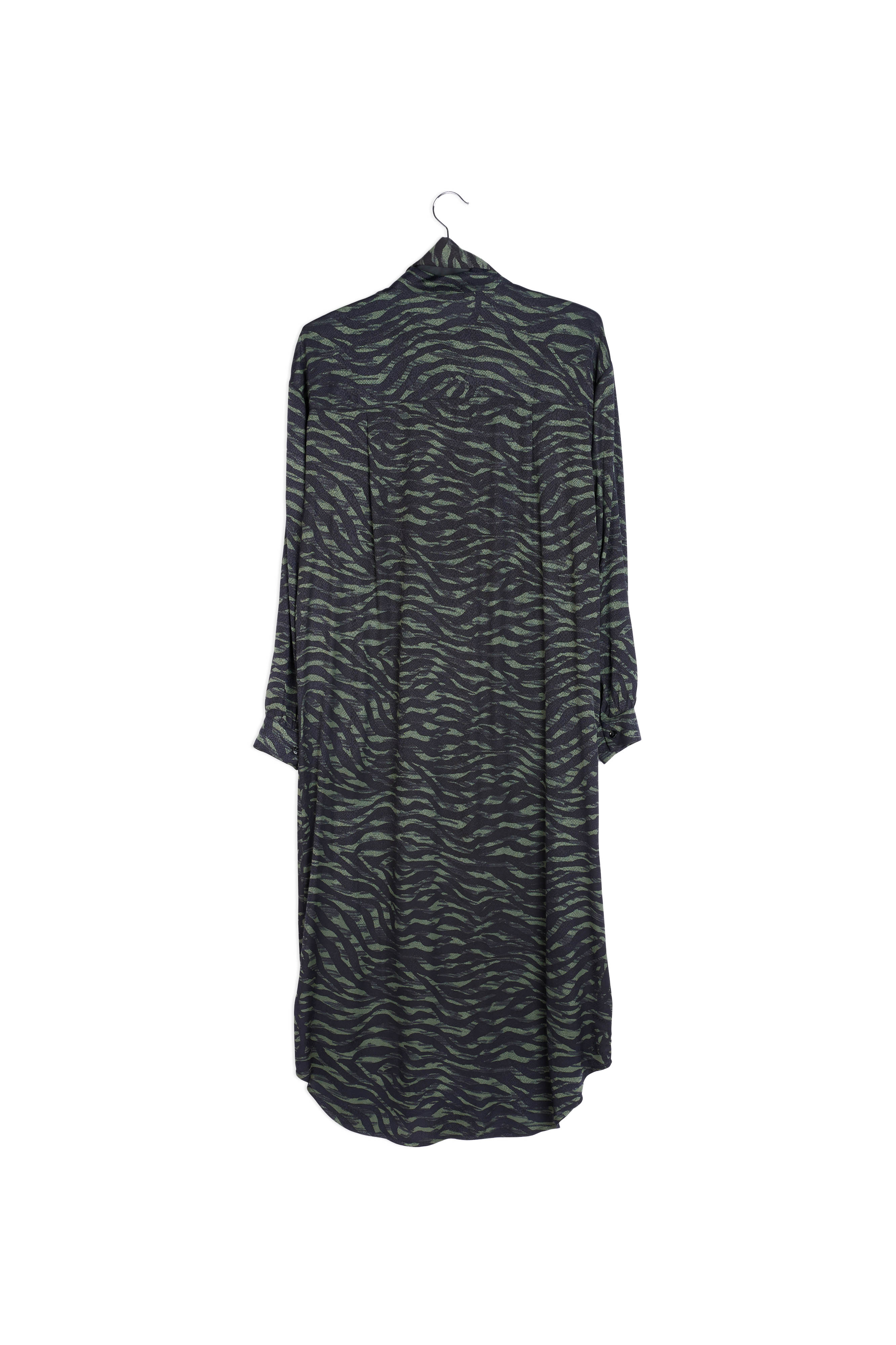 Midi-hemdjurk met groene en zwarte zebraprint RE—SSENTIEL | Essentiel second hand