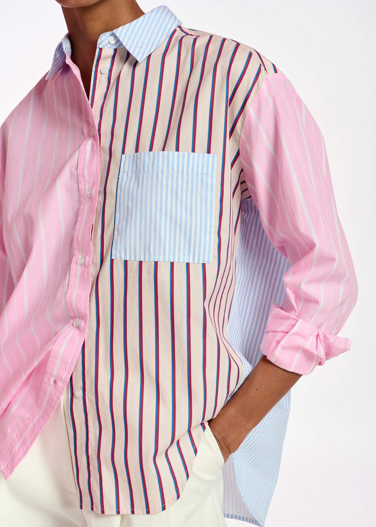 Multicolor striped cotton shirt RE—SSENTIEL | Essentiel second hand