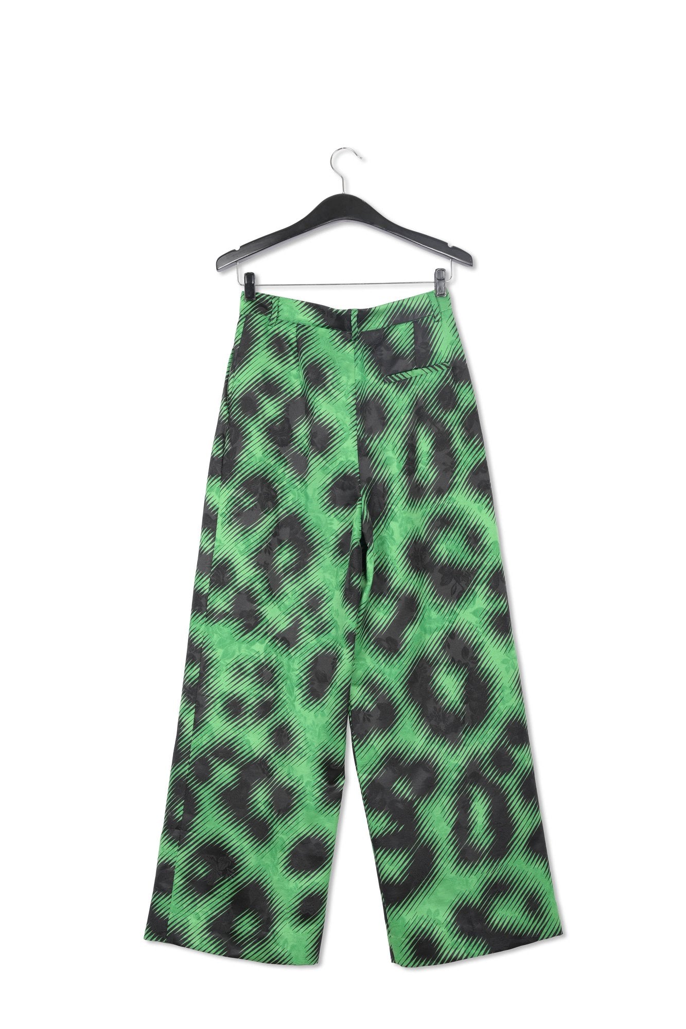Green jacquard belted pants with leopard print RE—SSENTIEL | Essentiel second hand