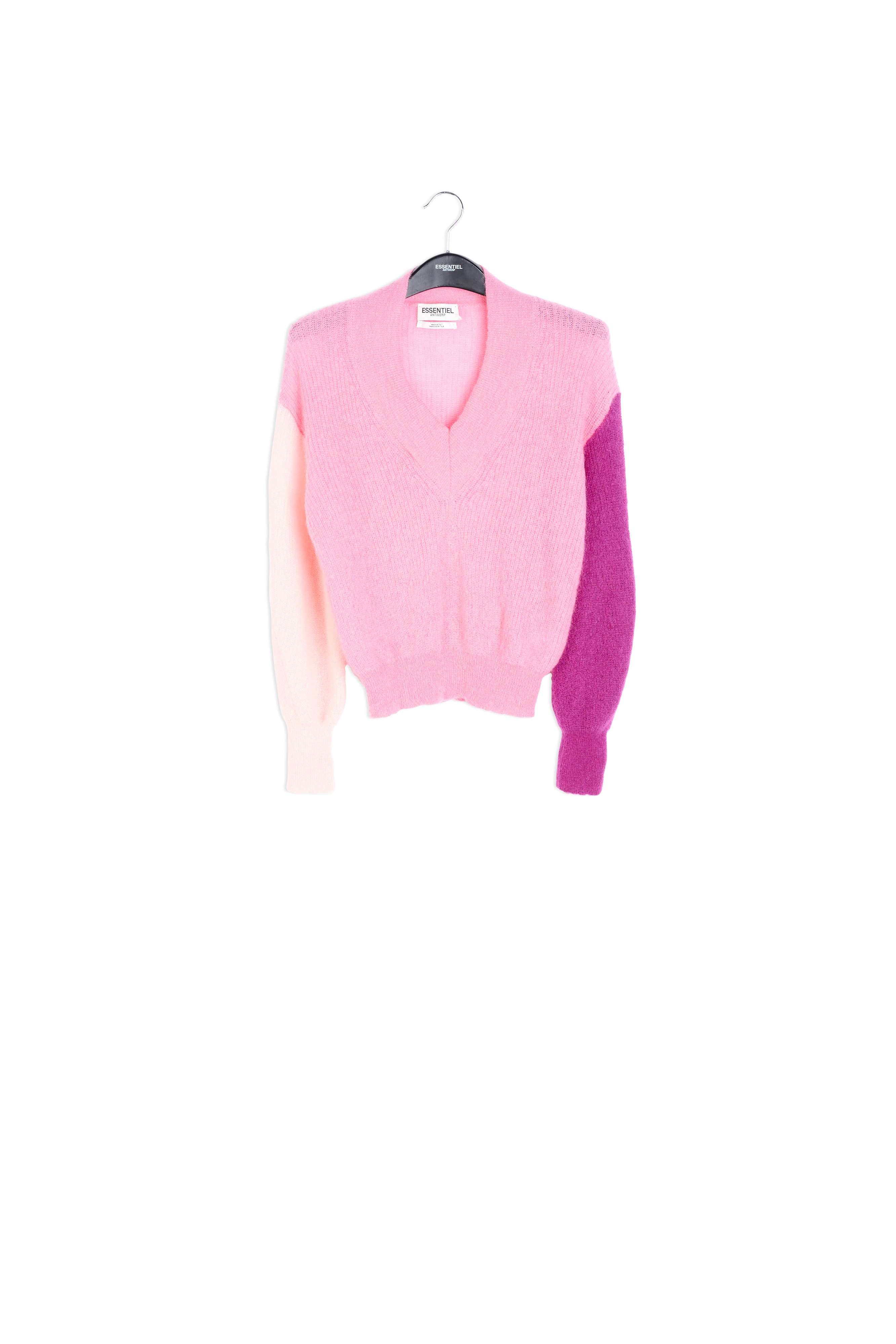 Pink v-neck mohair-blend sweater RE—SSENTIEL | Essentiel second hand
