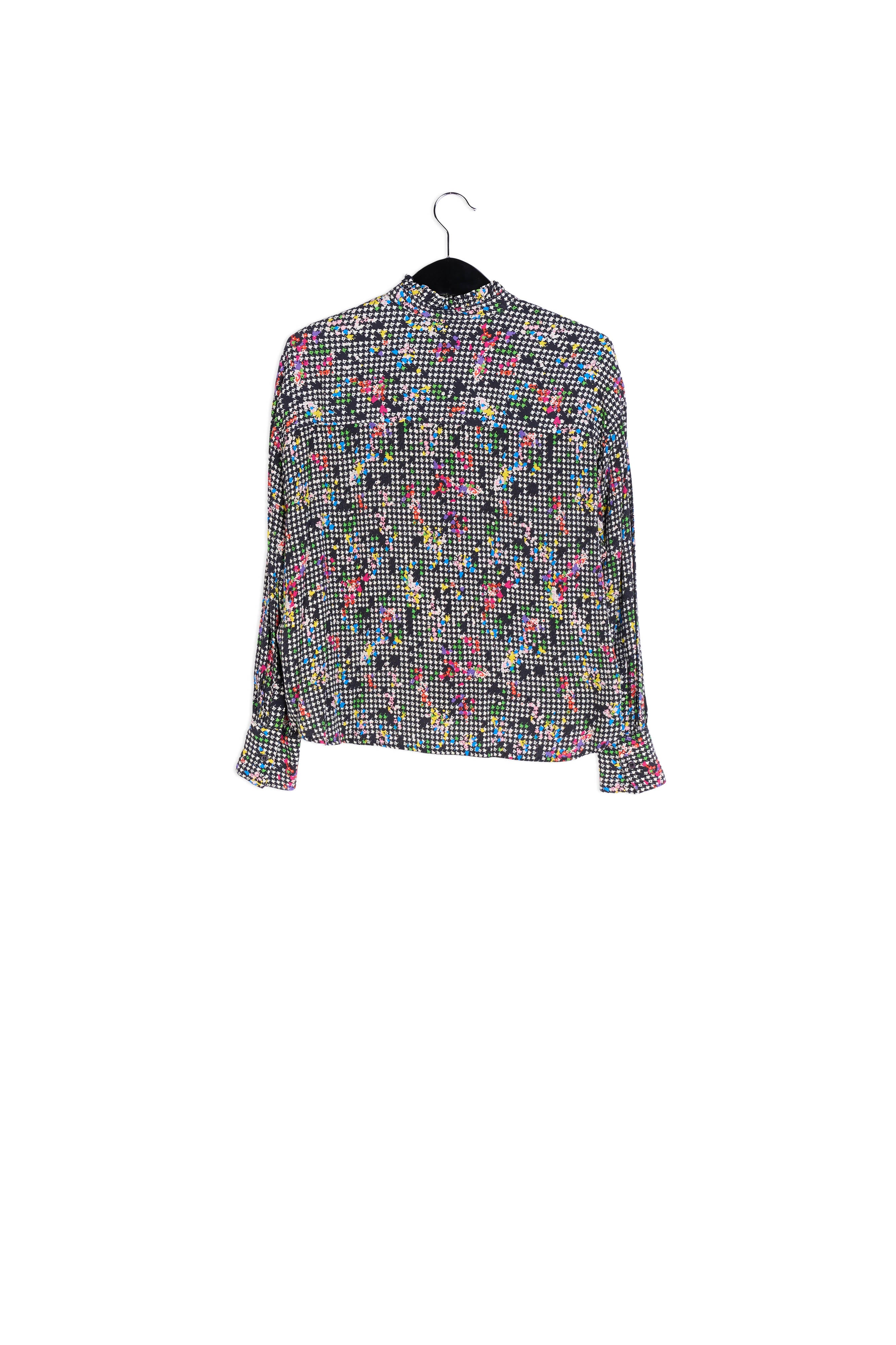 Chemise noire et blanche avec col à ruches RE—SSENTIEL | Essentiel second hand