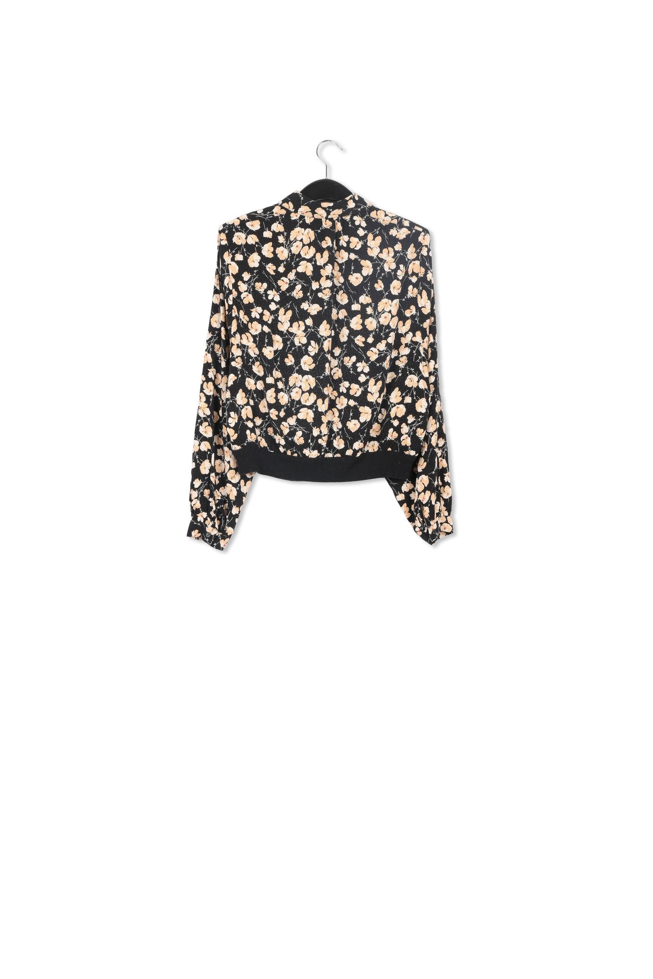 Zwart polo met bloemenprint RE—SSENTIEL | Essentiel second hand