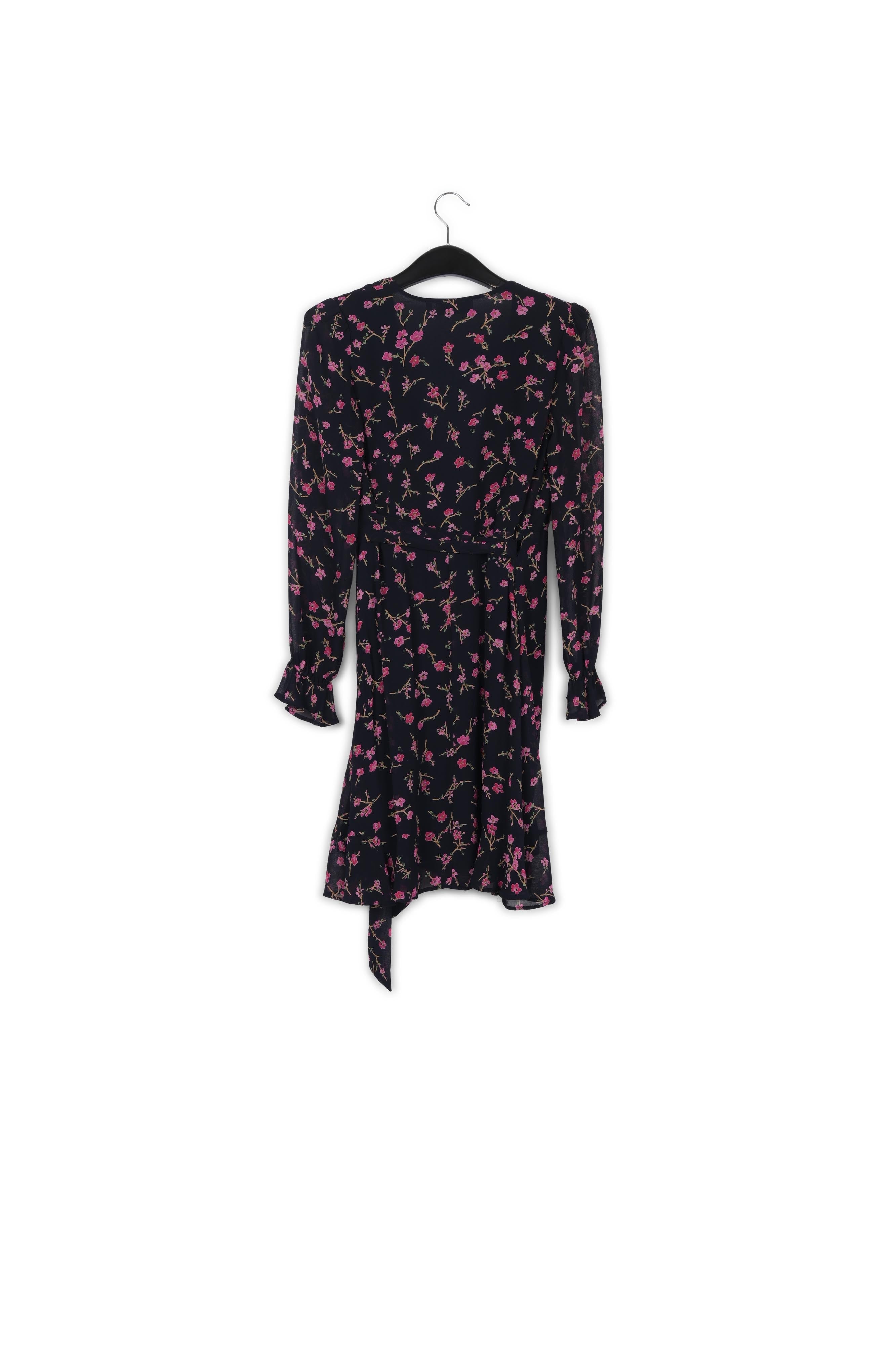 Dark blue floral mini wrap dress RE—SSENTIEL | Essentiel second hand