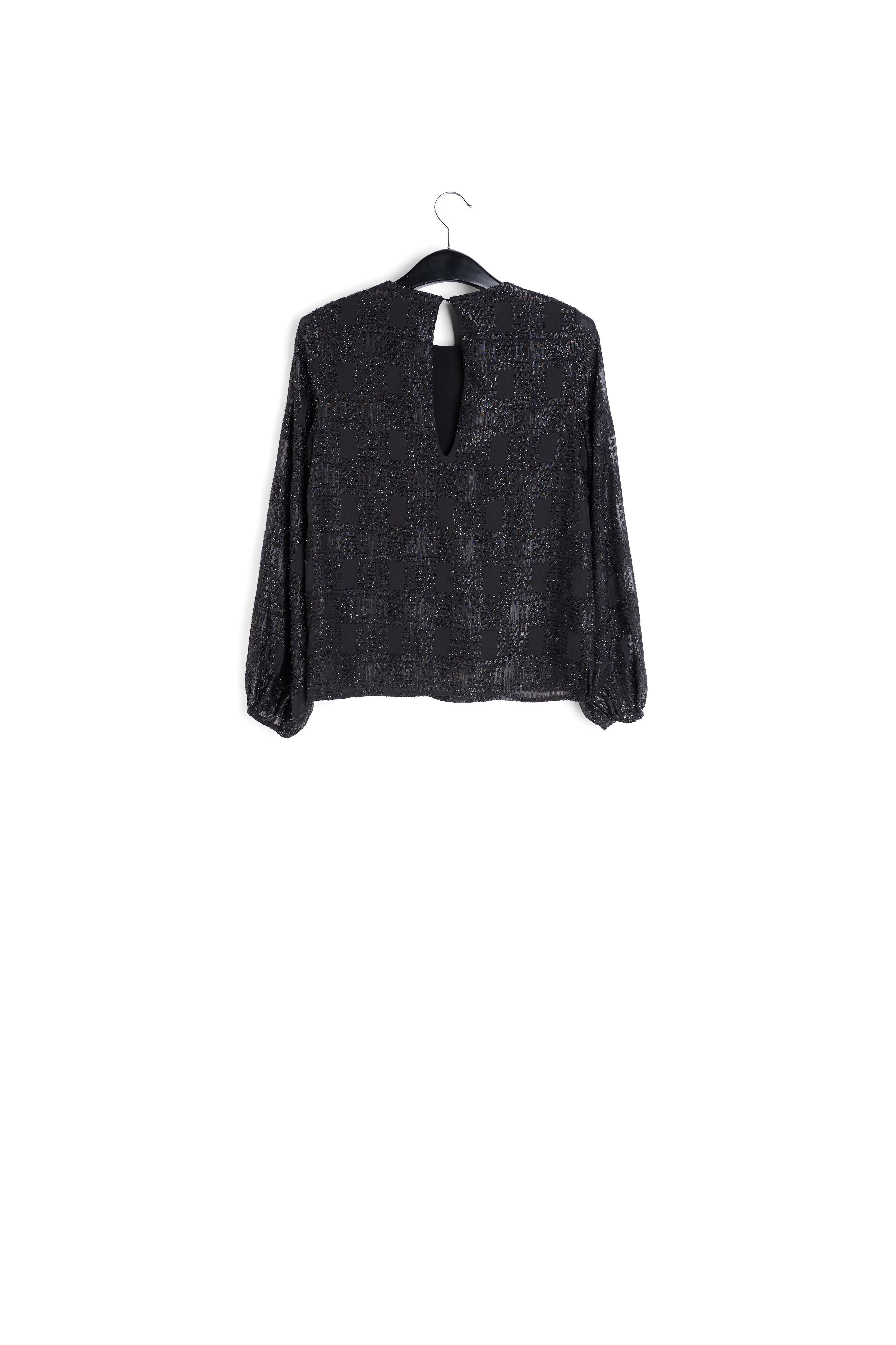 Zwarte lurextop met ballonmouwen RE—SSENTIEL | Essentiel second hand