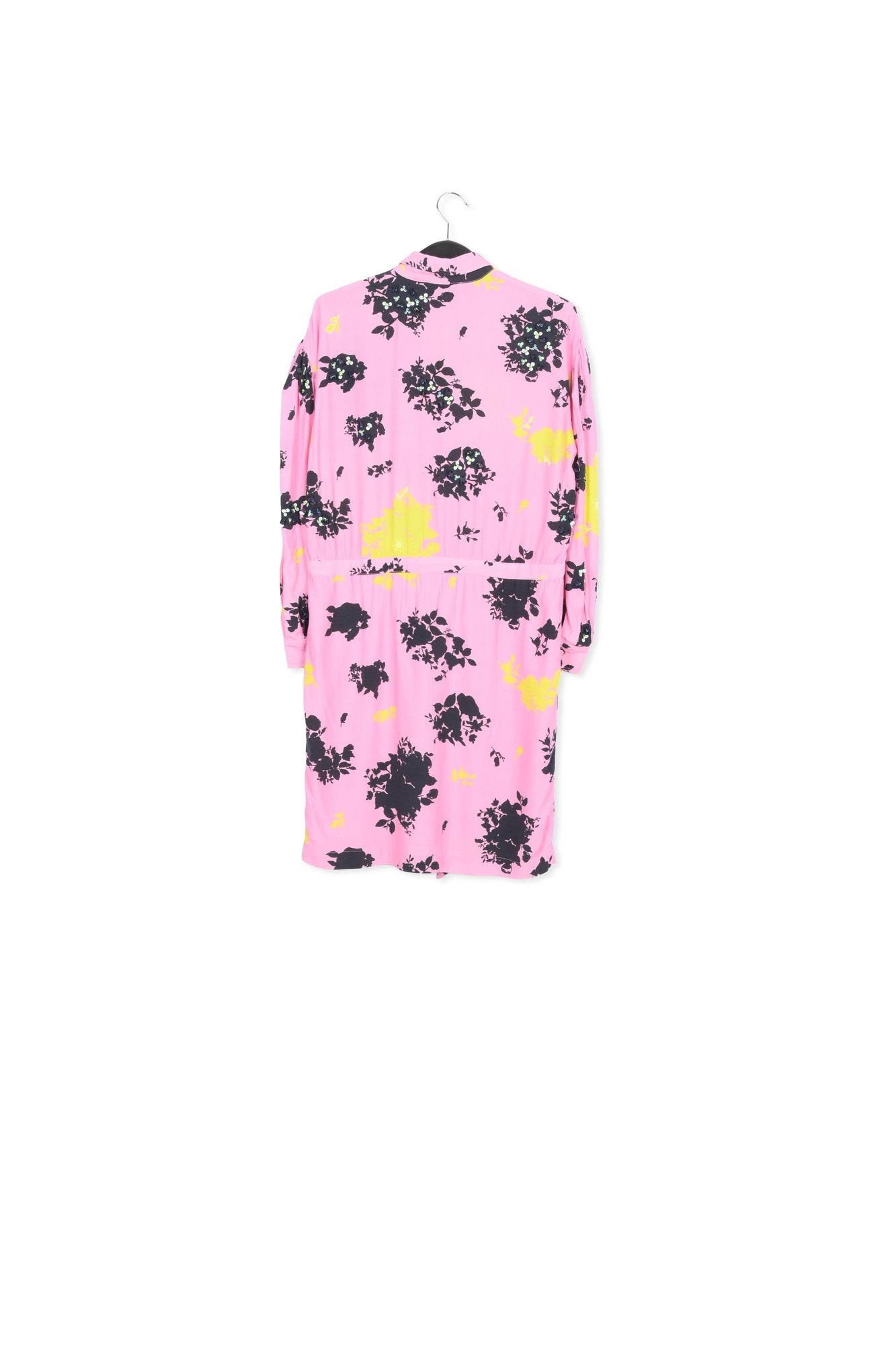Pink, black and yellow floral print mini dress RE—SSENTIEL | Essentiel second hand