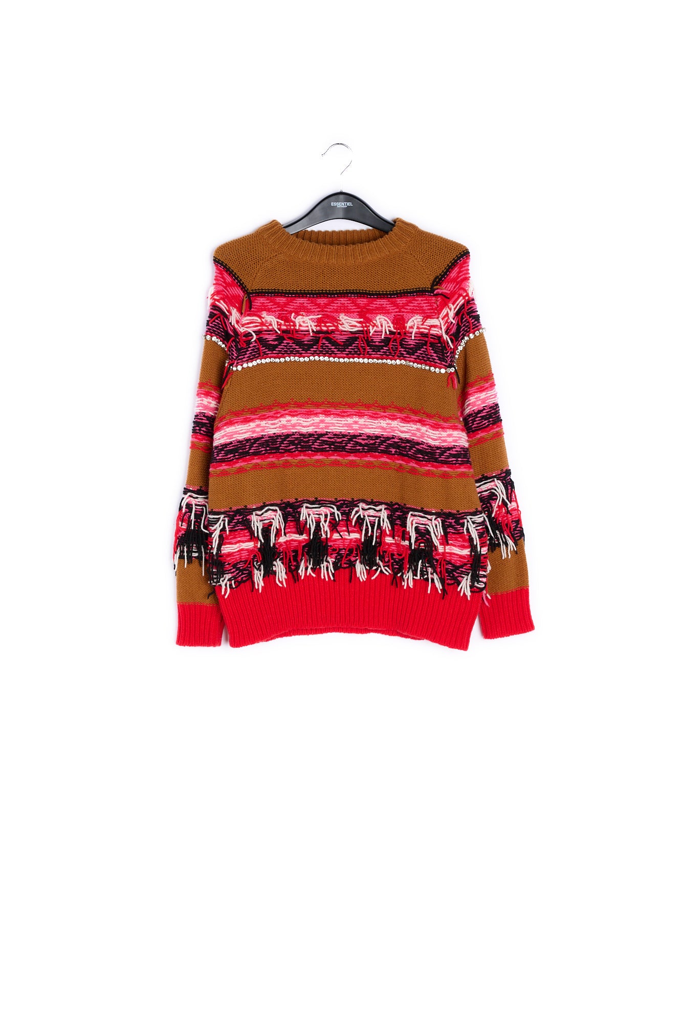 Camel, red and white inside-out sweater RE—SSENTIEL | Essentiel second hand