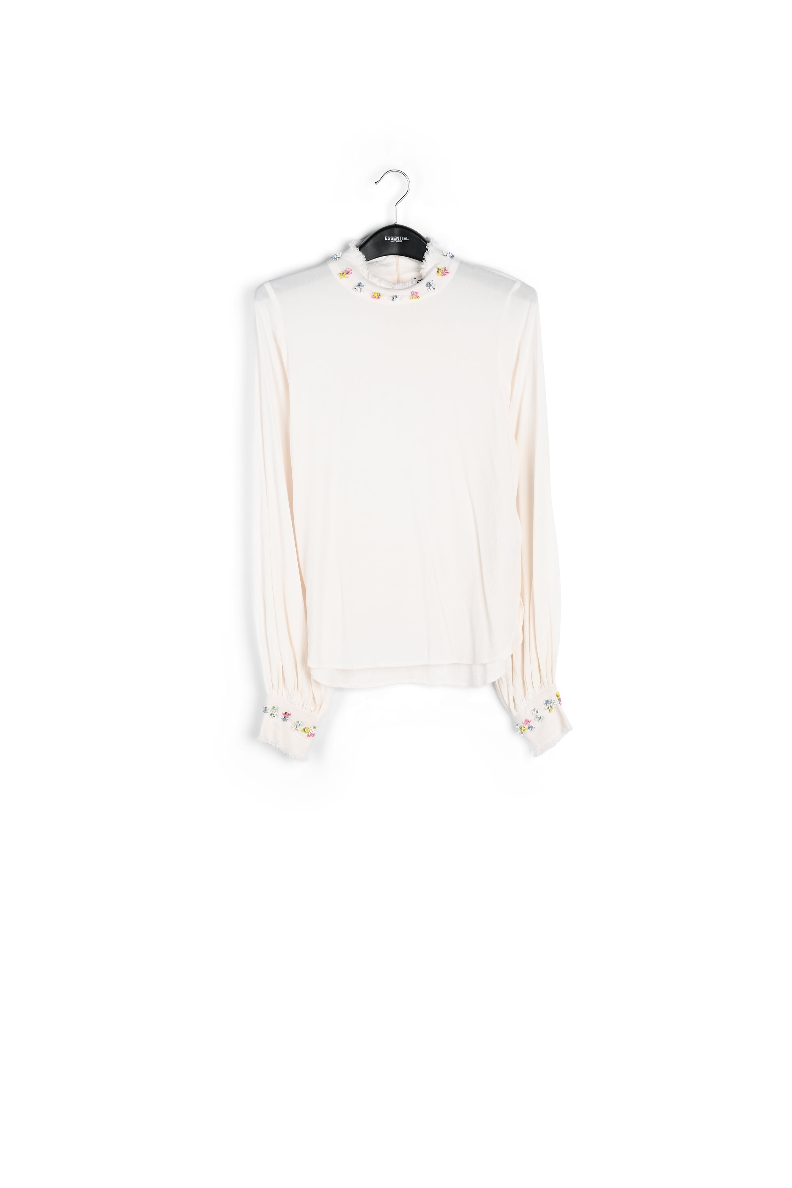 Gebroken witte top met versierd kraagje RE—SSENTIEL | Essentiel second hand