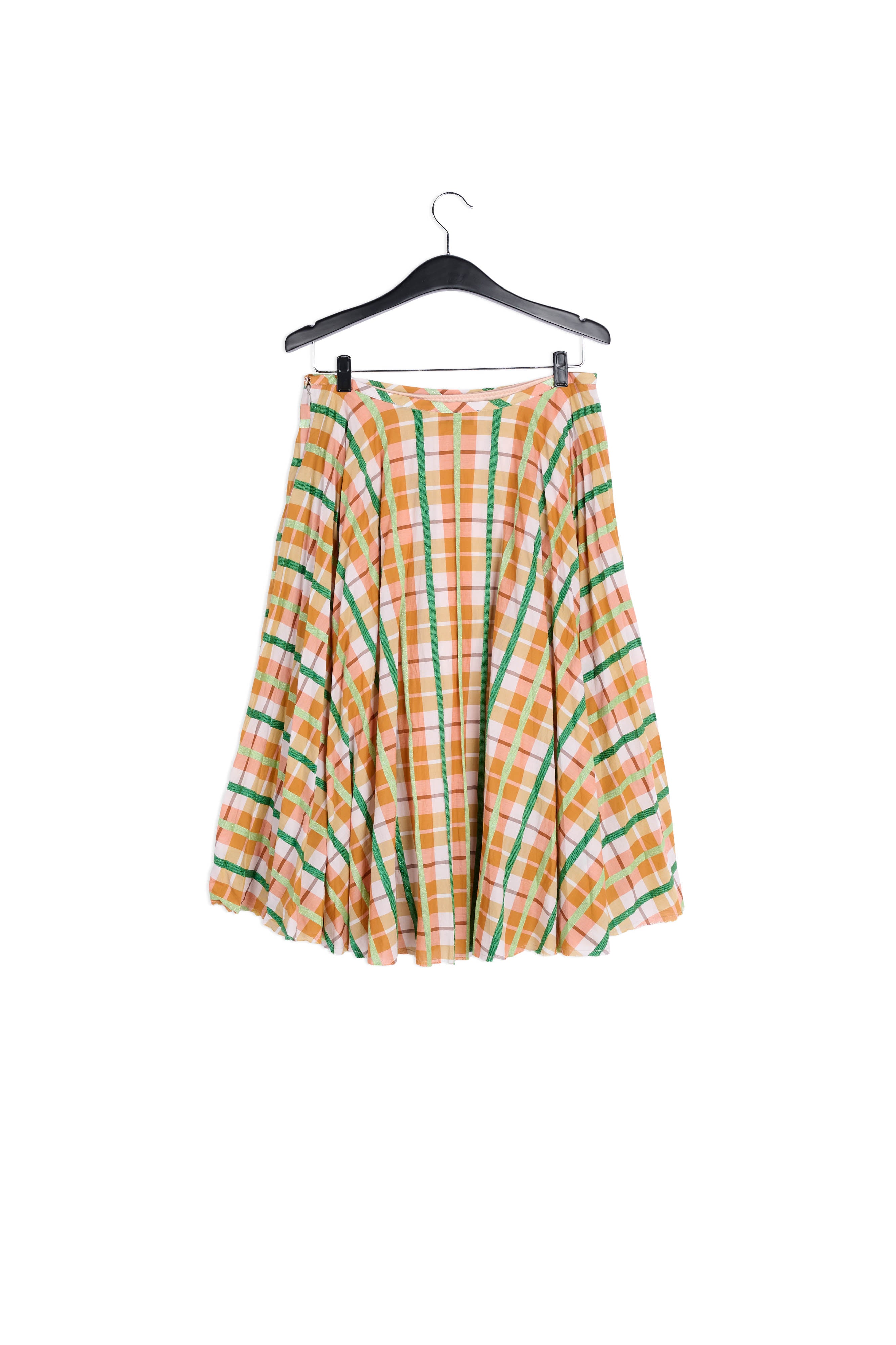 Jupe plissée tartan beige et bleu RE—SSENTIEL | Essentiel second hand