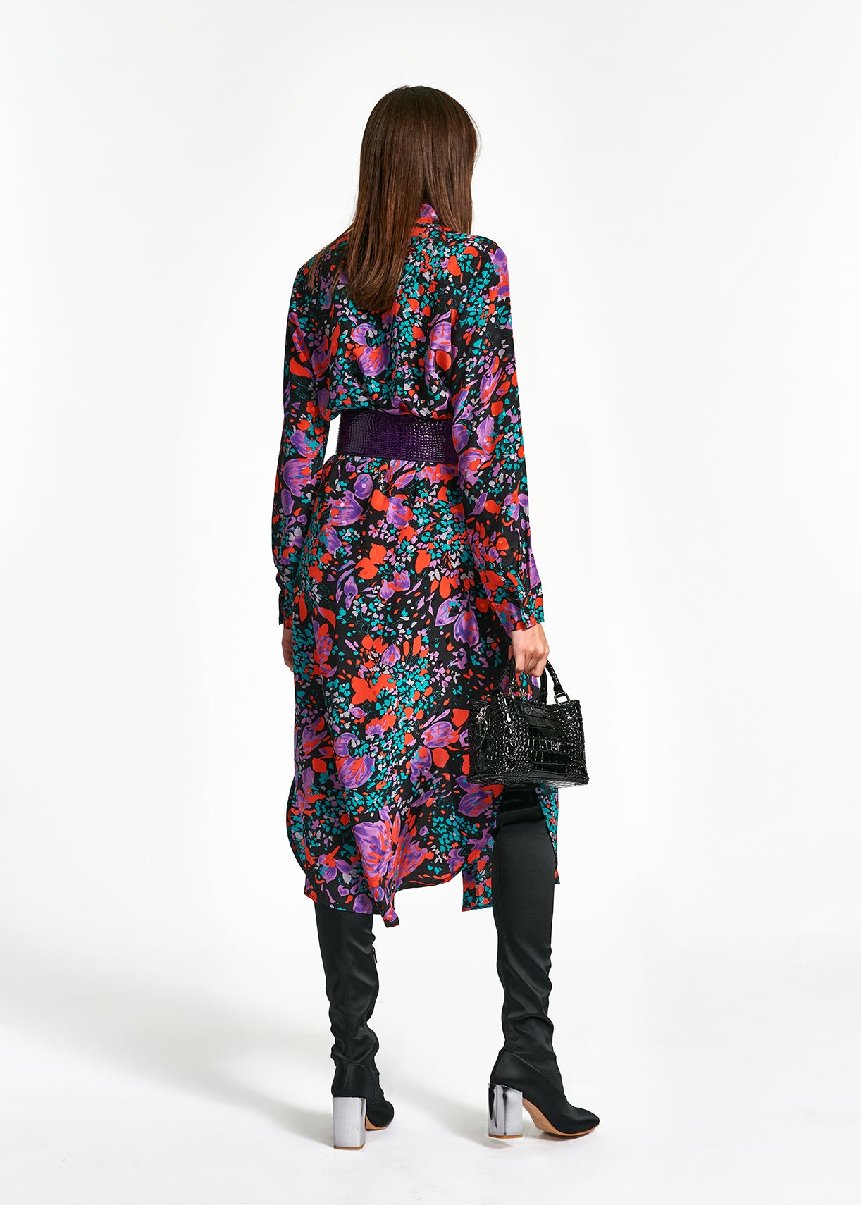 Black silk jacquard shirt dress RE—SSENTIEL | Essentiel second hand