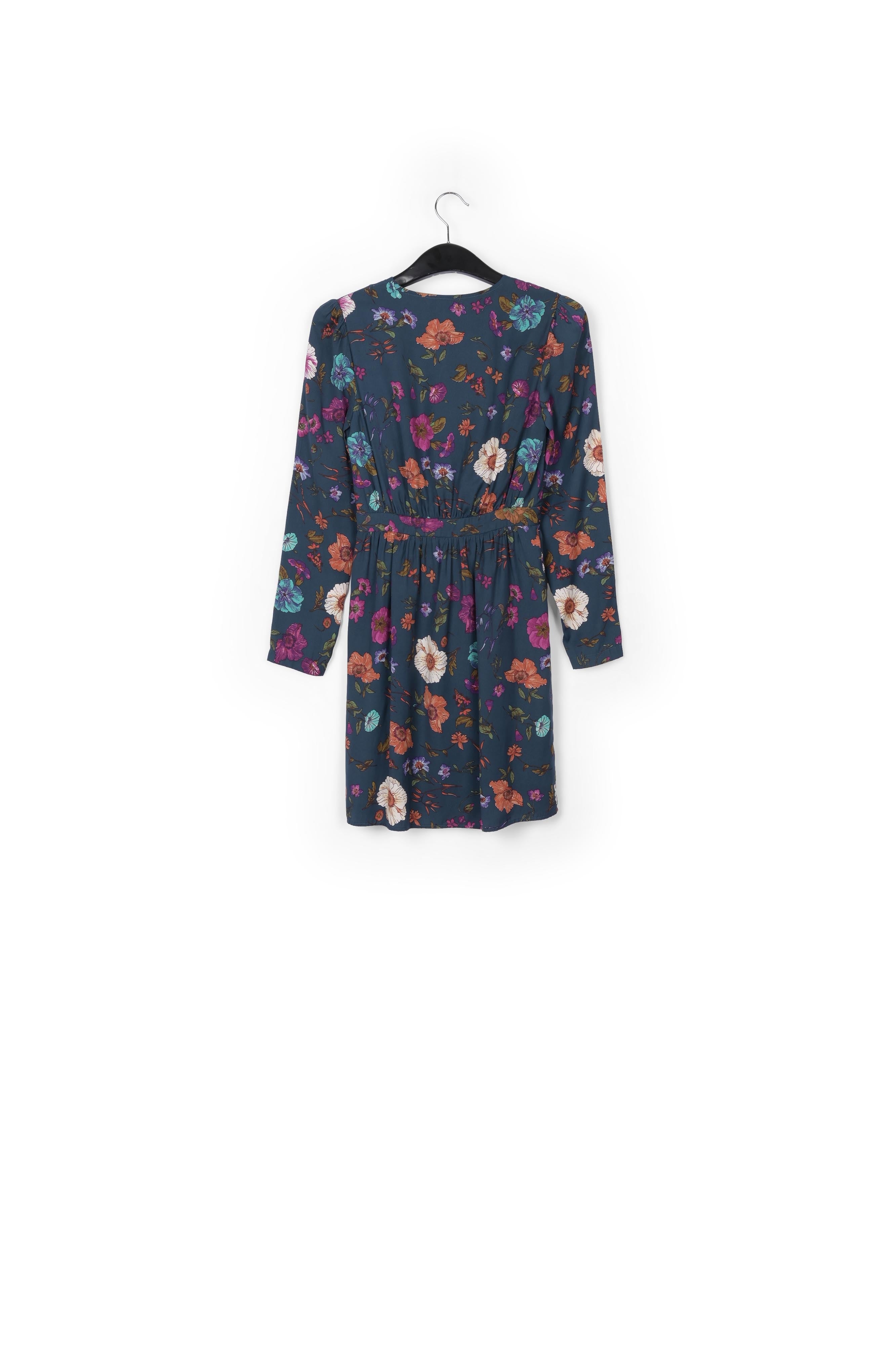 Courte robe cache-cœur bleue avec jacinthes RE—SSENTIEL | Essentiel second hand