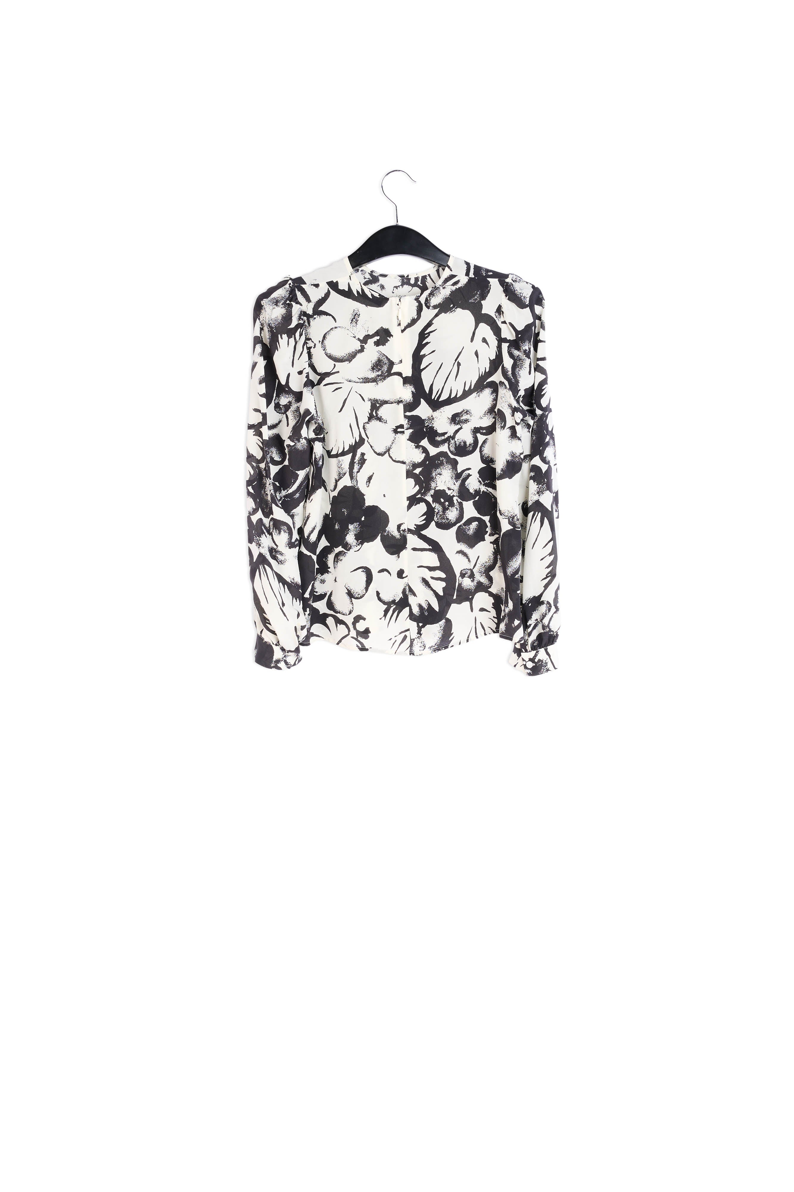 Blouse en soie blanc cassé à imprimé botanique RE—SSENTIEL | Essentiel second hand